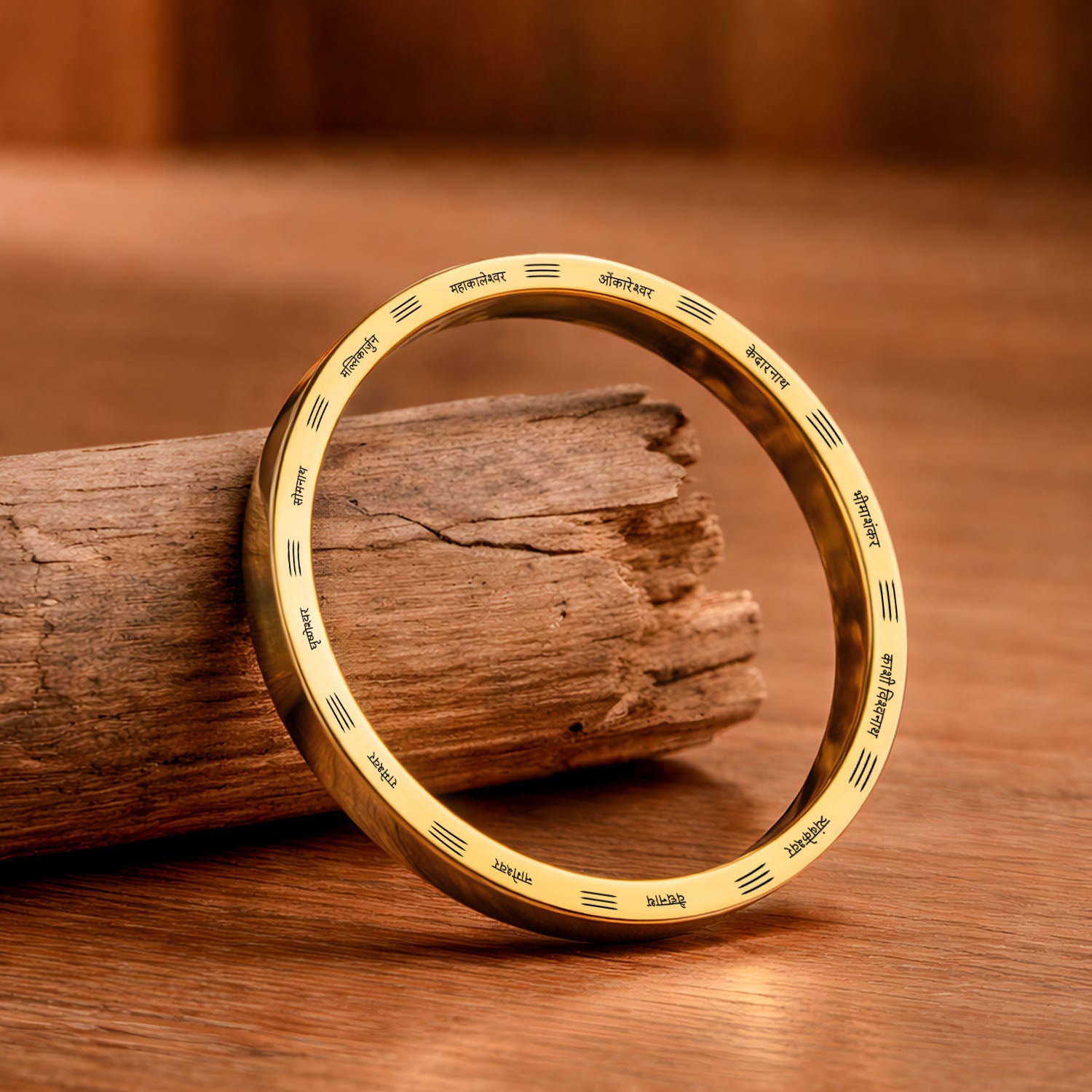 12 Jyotirling MicroCarved Classic Round Kada Gold