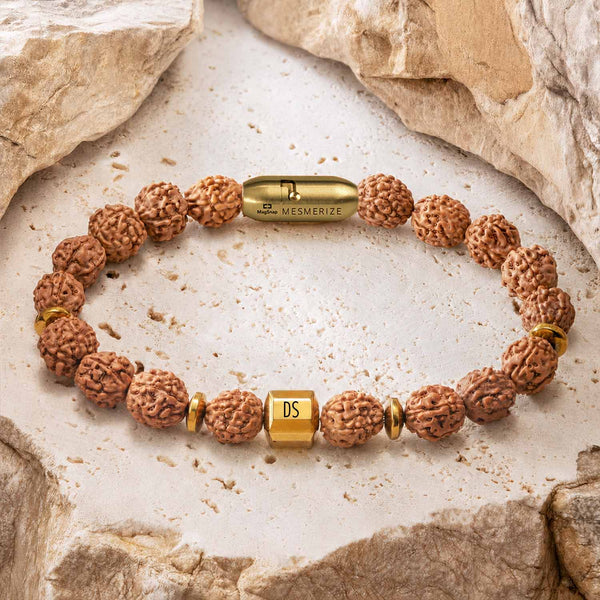Personalised Natural Stone Jewellery Spiritual Rudraksh Natural Stone Bracelet with Magsnap