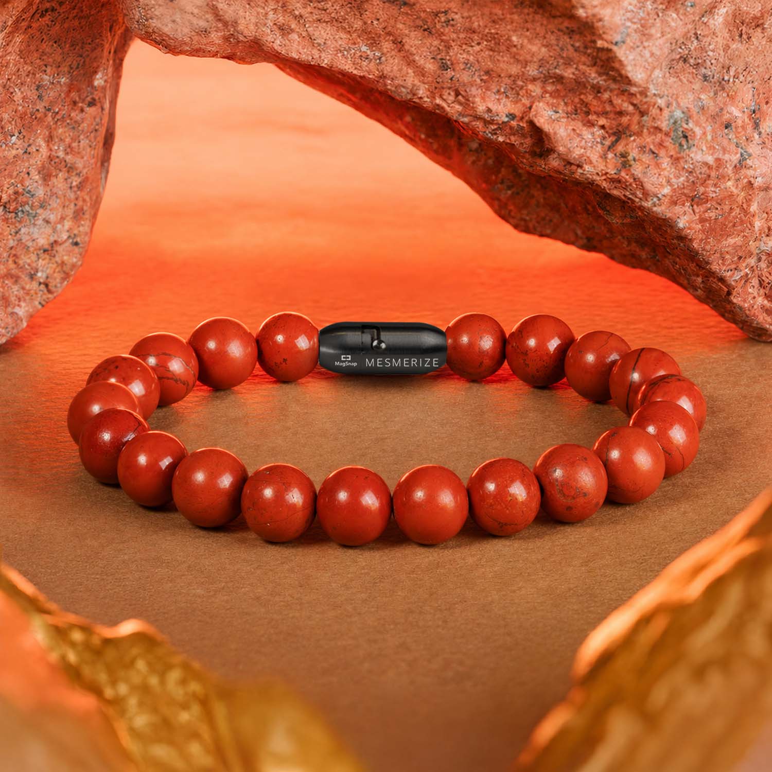 Inner Strength Red Jasper Natural Stone Bracelet with MagSnap 2
