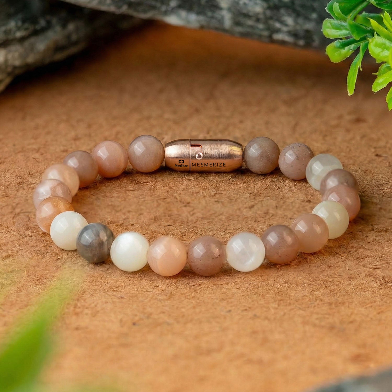 Calming Multi Moon Natural Stone Bracelet with MagSnap