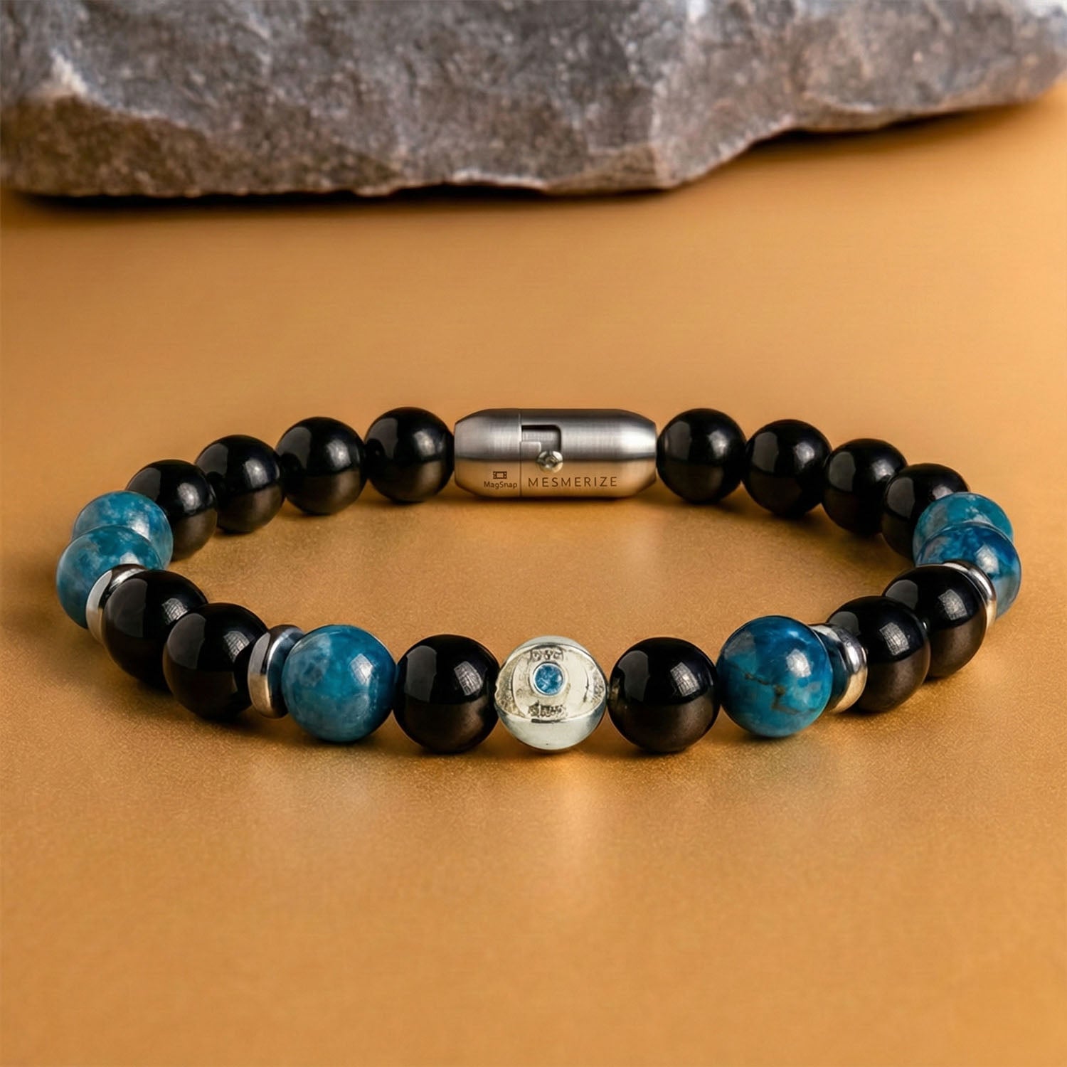 925 Sterling Silver Aegis Evil Eye Natural Stone Bracelet with Magsnap2