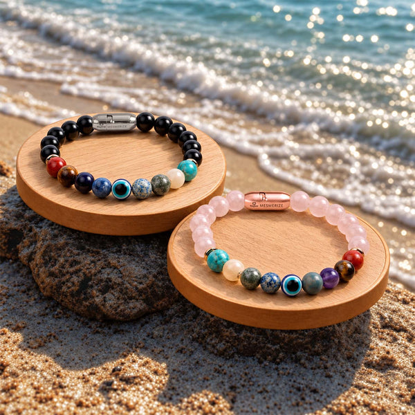 9 Chakra Natural Stone Couple Bracelets with Magsnap2