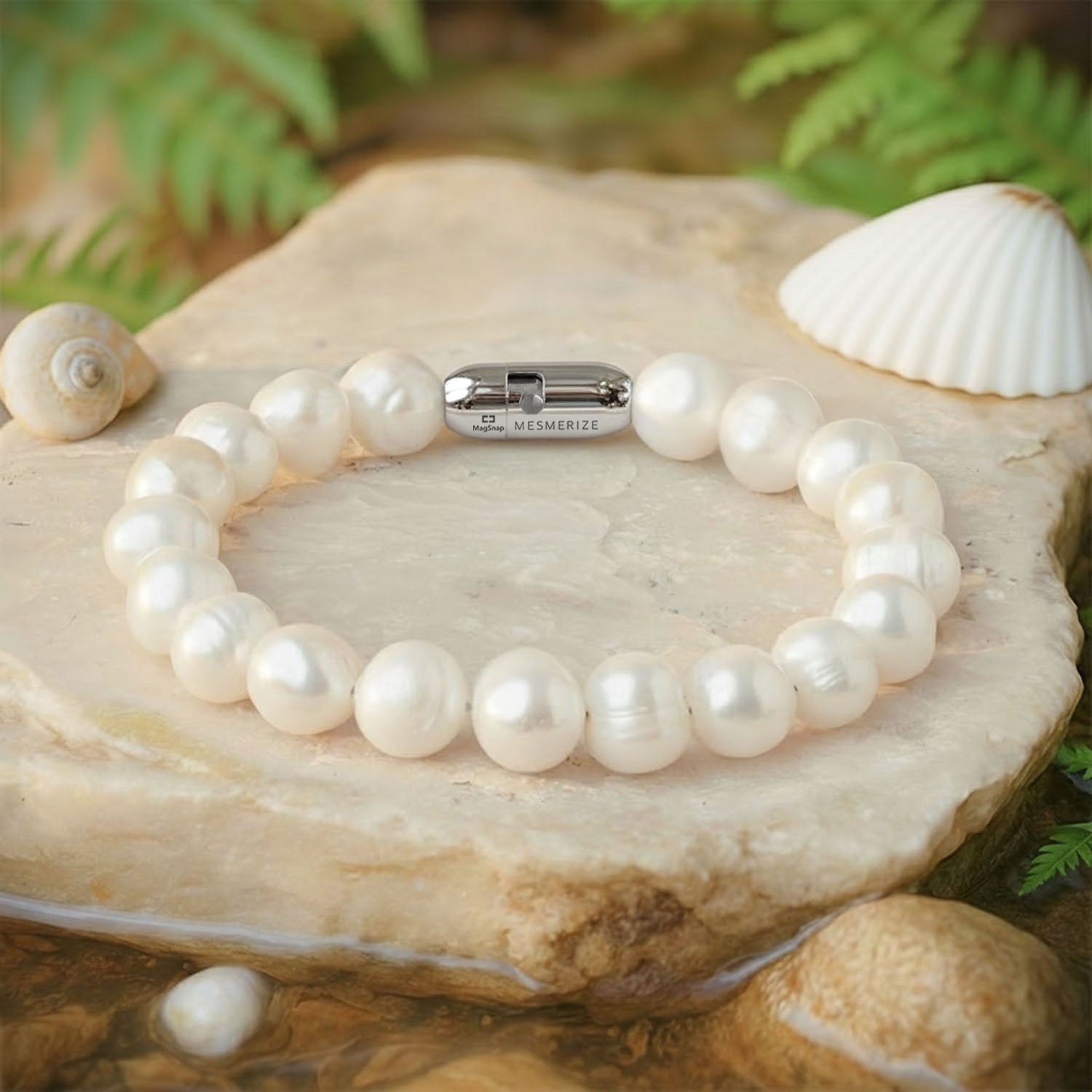 Divine Grace Pearl (Moti) Natural Stone Bracelet with Magsnap2