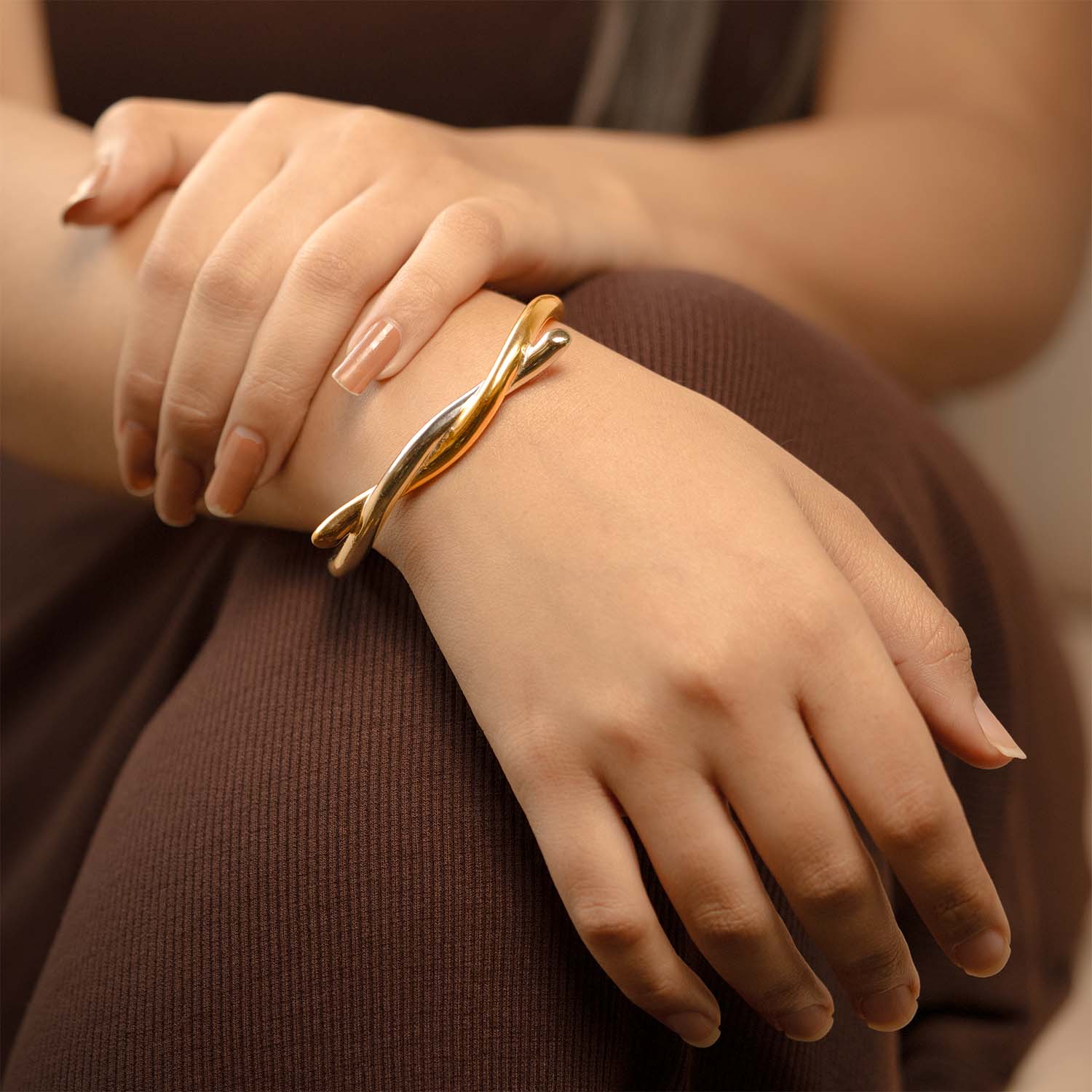 Allure Interlooped Dual-Tone Cuff Bracelet
