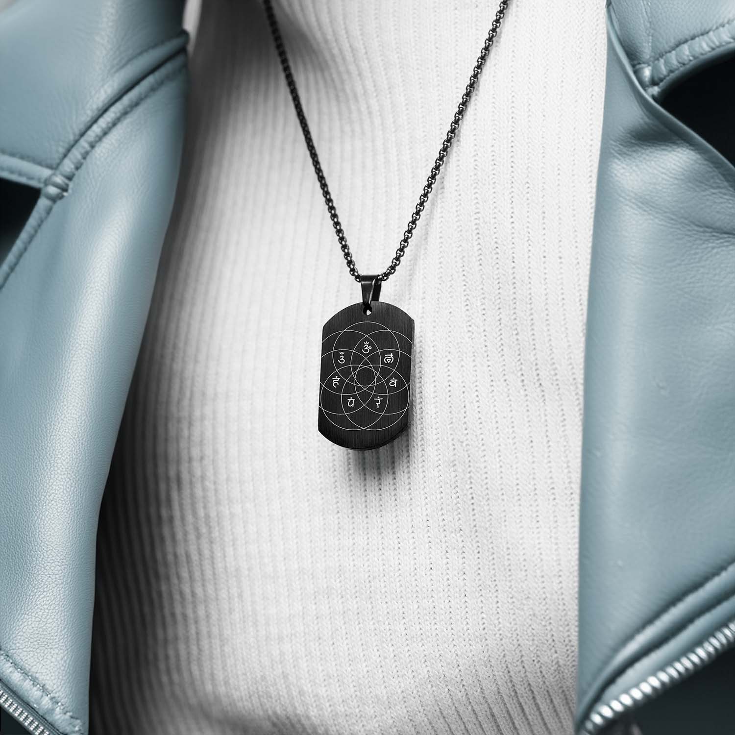 Balance 7 Chakra Tag Necklace Black