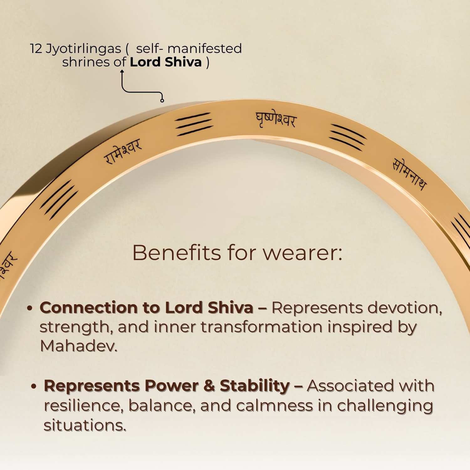 12 Jyotirling MicroCarved Classic Round Kada Gold