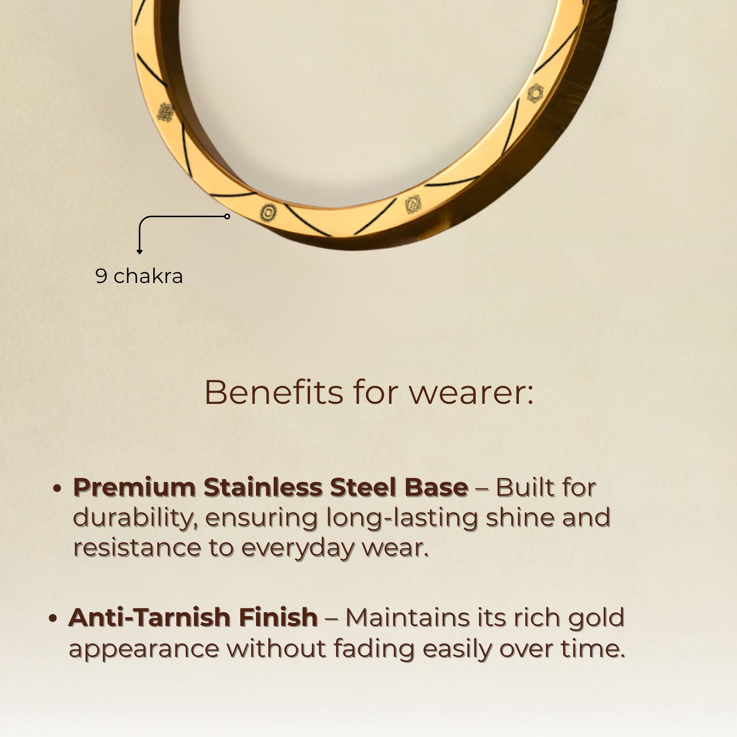 9 Chakra MicroCarved Classic Round Kada Black