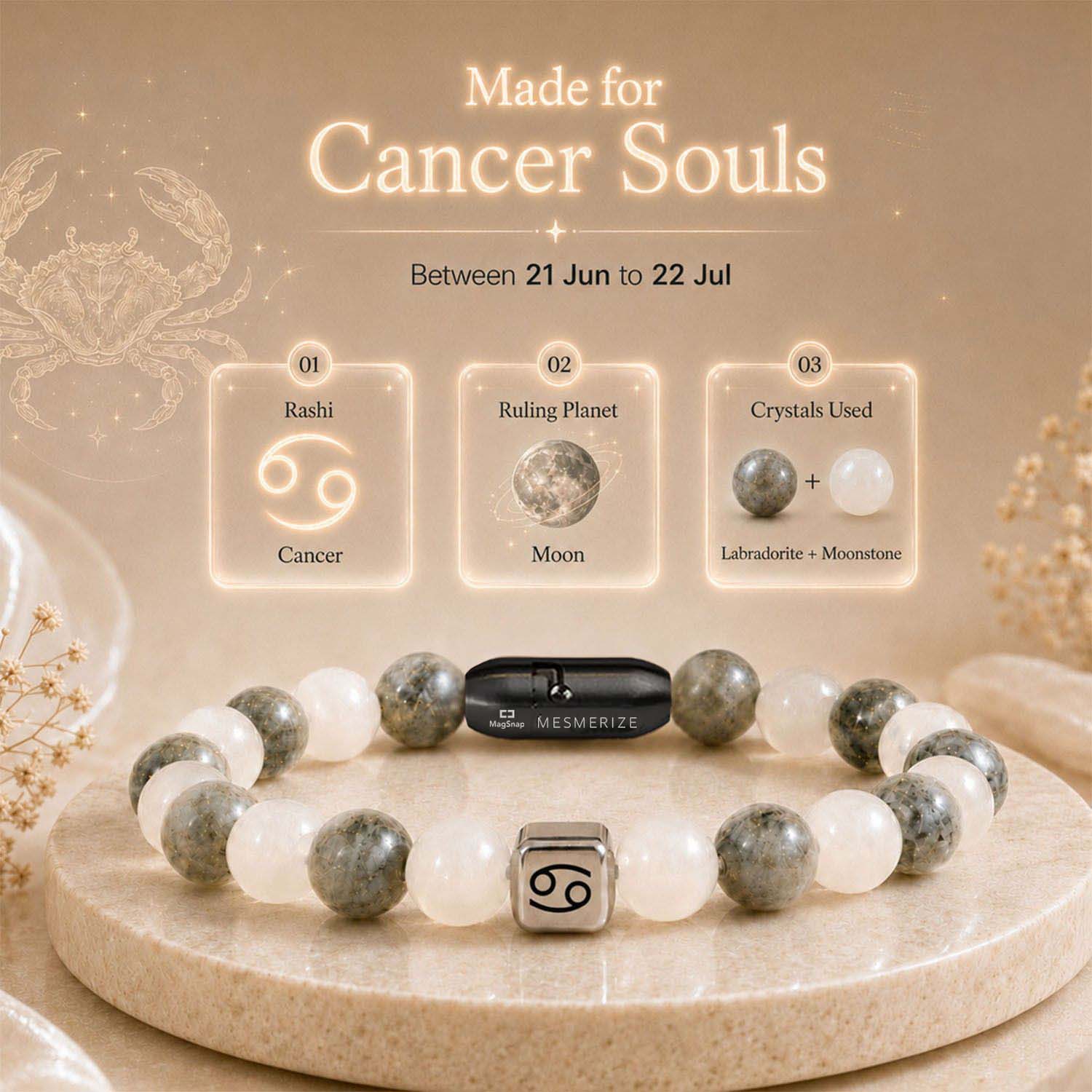 Cancer (Kark) Zodiac Stone Bracelet with MagSnap 4
