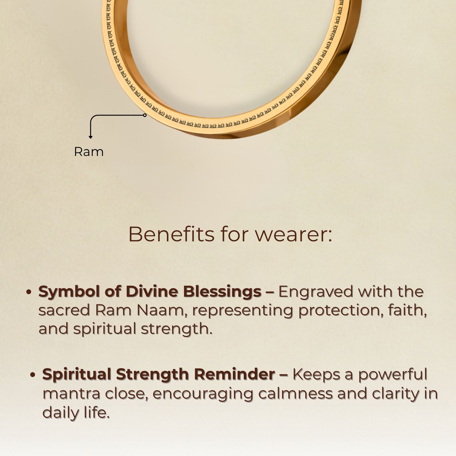 Ram MicroCarved Classic Round Kada Gold