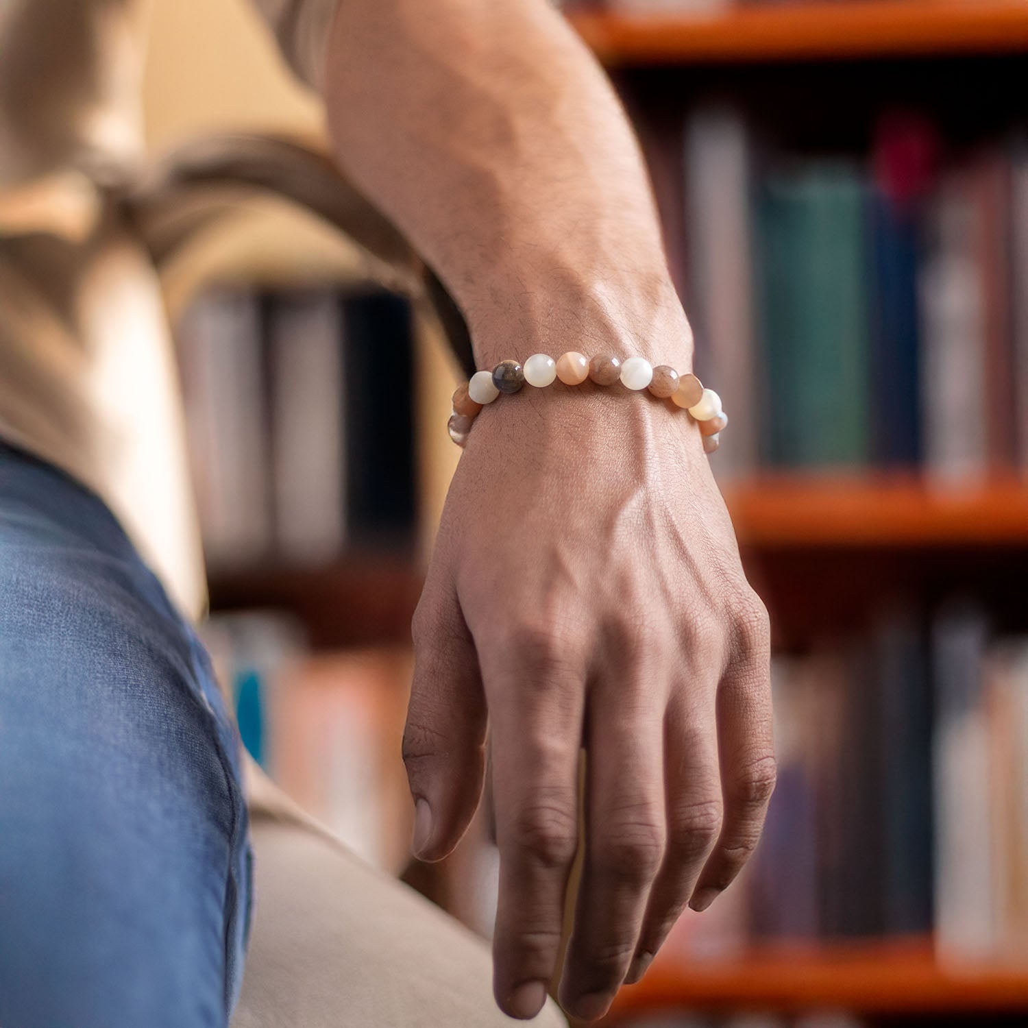 Calming Multi Moon Natural Stone Bracelet with MagSnap
