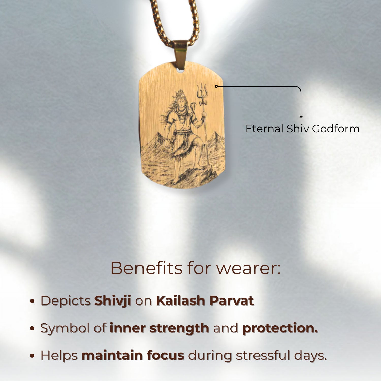 Eternal Shiv Godform Gold Tag Necklace