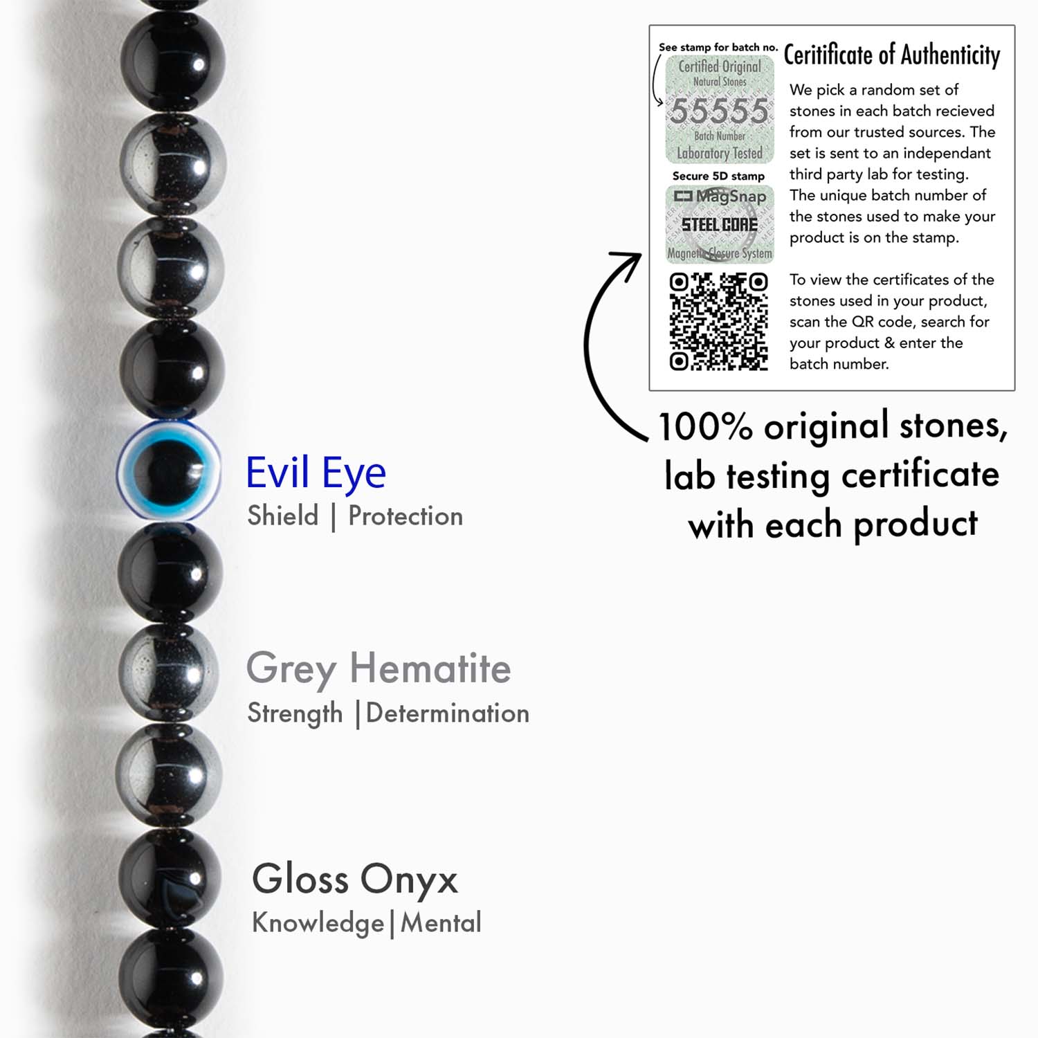 Evil Eye Natural Stone Couple Bracelets with Magsnap 2