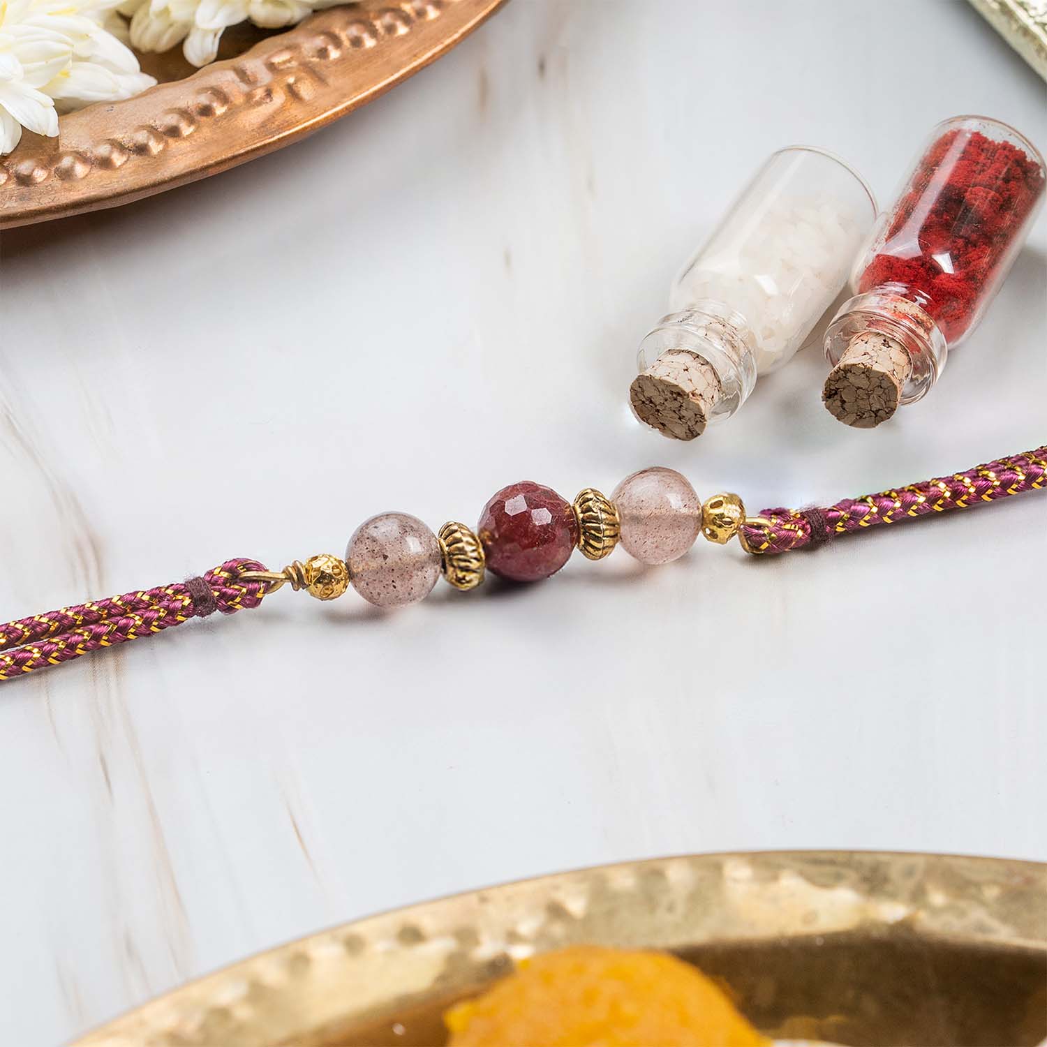 Fiery Ruby Natural Stone Rakhi