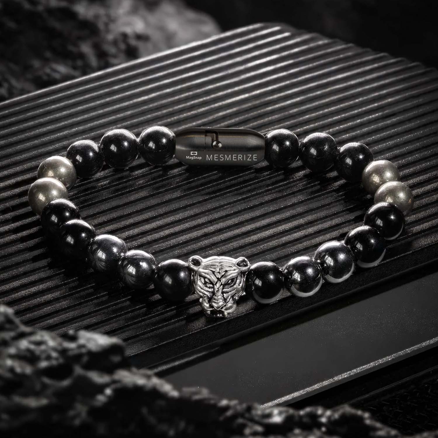 Natural Stone Jewellery Focus Black Panther 2.0 Natural Stone Bracelet with MagSnap