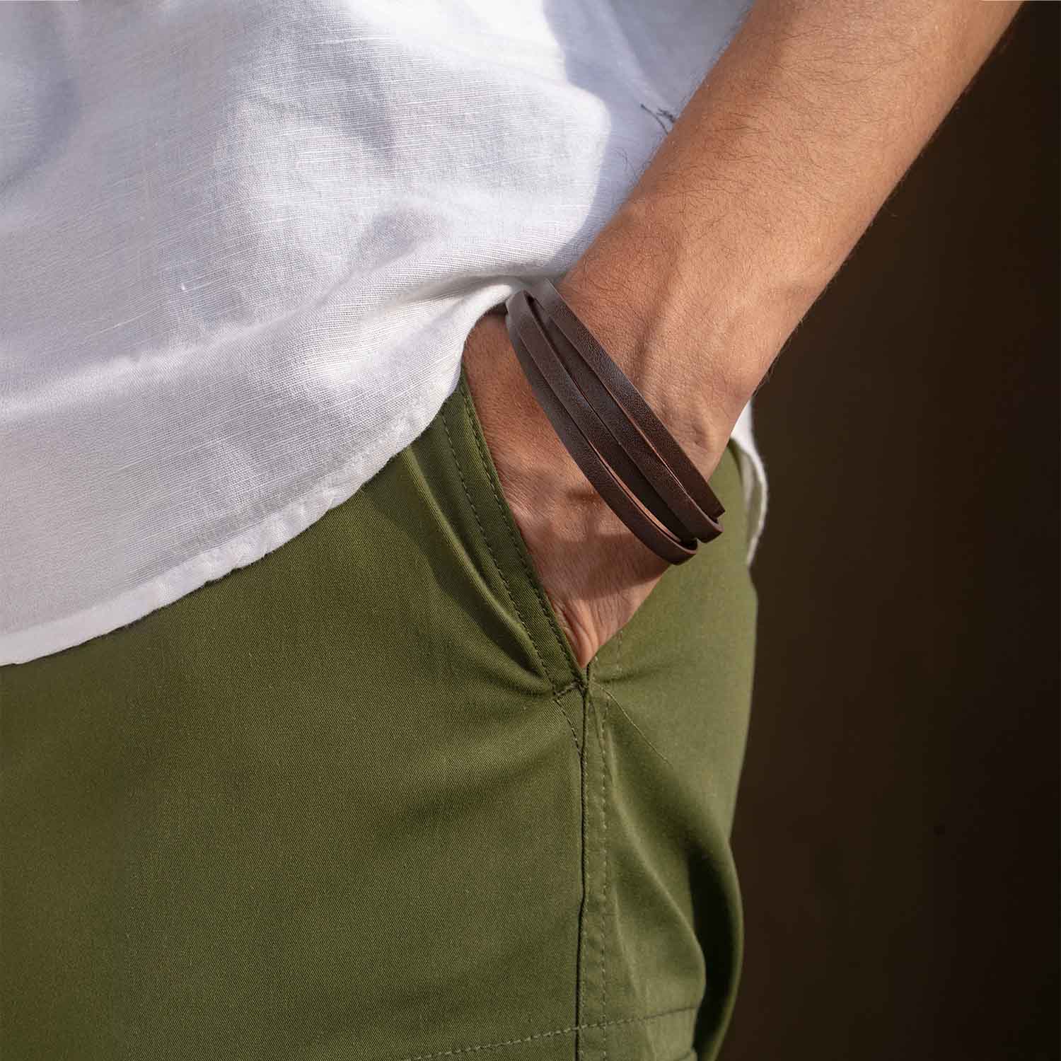 Forge Layered NeoLeather Bracelet with MagSlide Brown