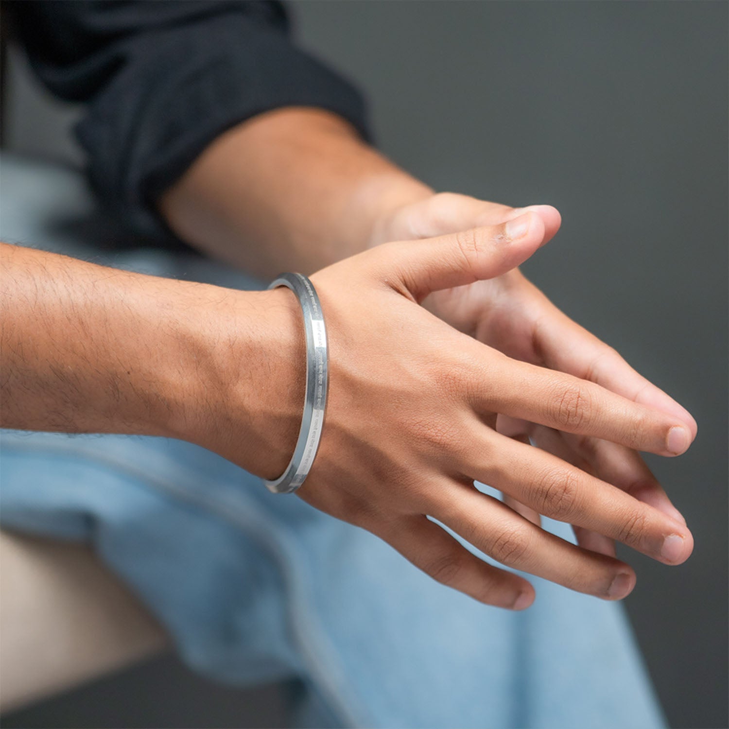 Ganpati Bappa Morya MicroCarved Round Kada Silver