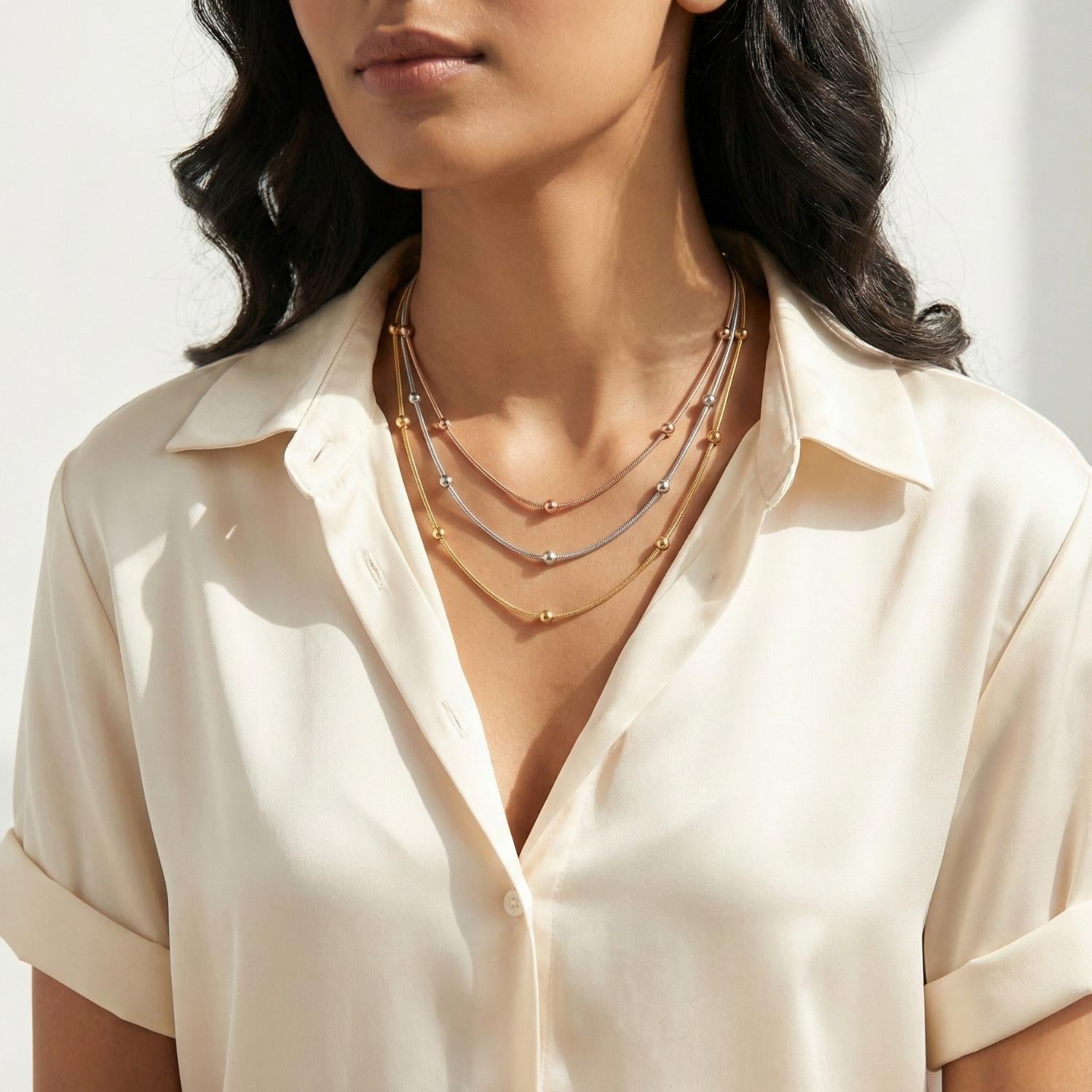 Giselle Tri-Colour Layered Necklace