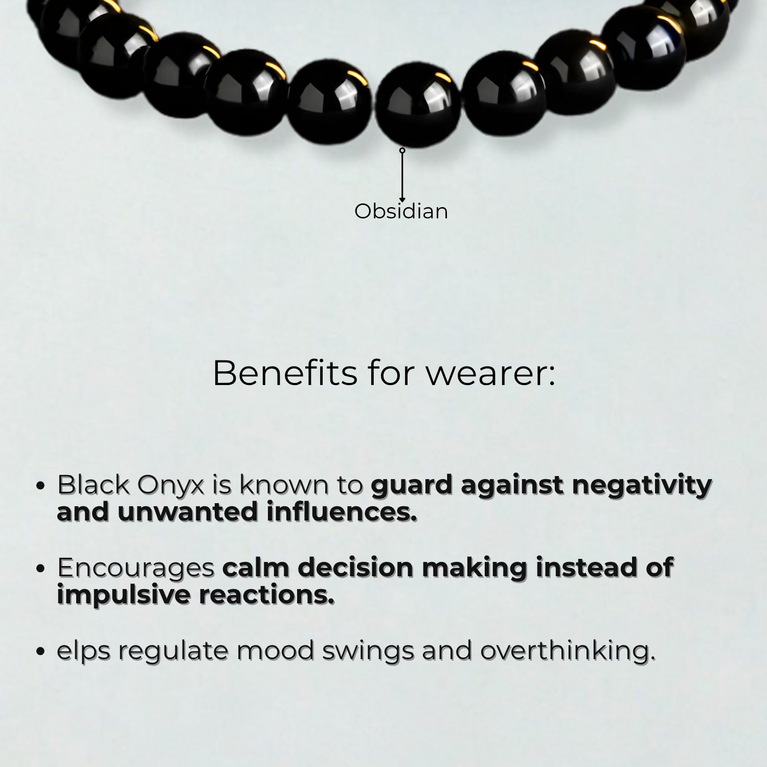 Grounding Black Obsidian Natural Stone Bracelet with MagSnap