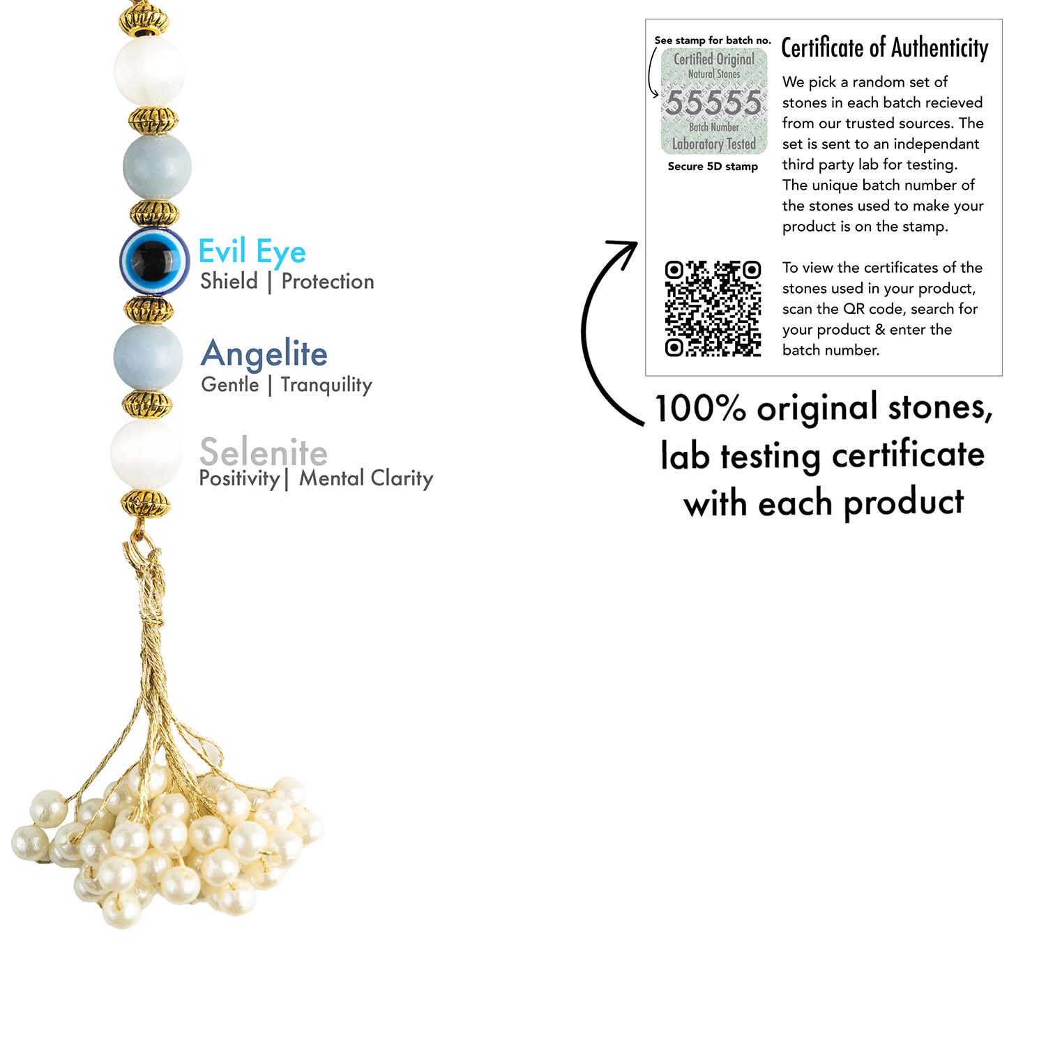 Guidance Angelite Natural Stone Lumba Rakhi