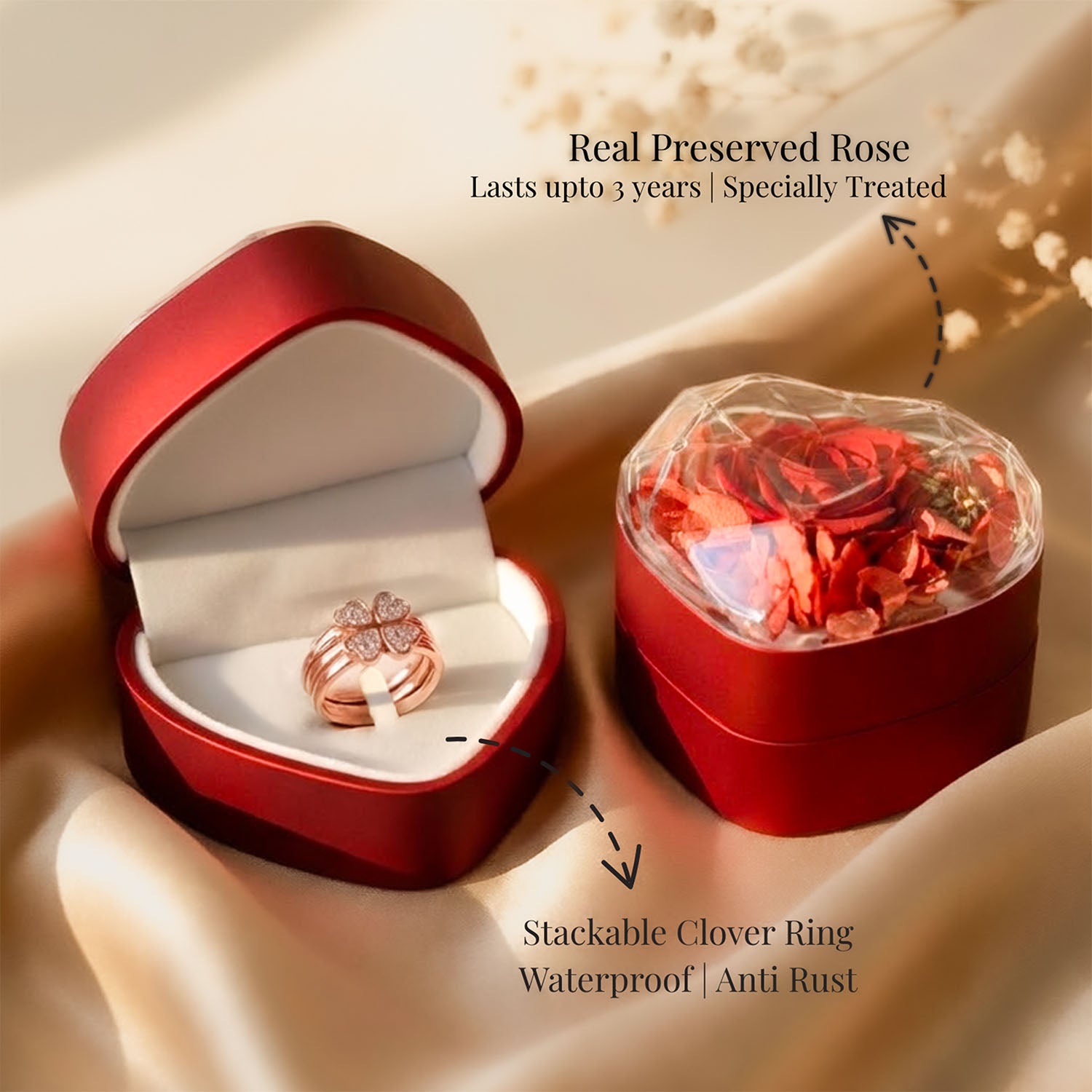 Clover Heart Ring