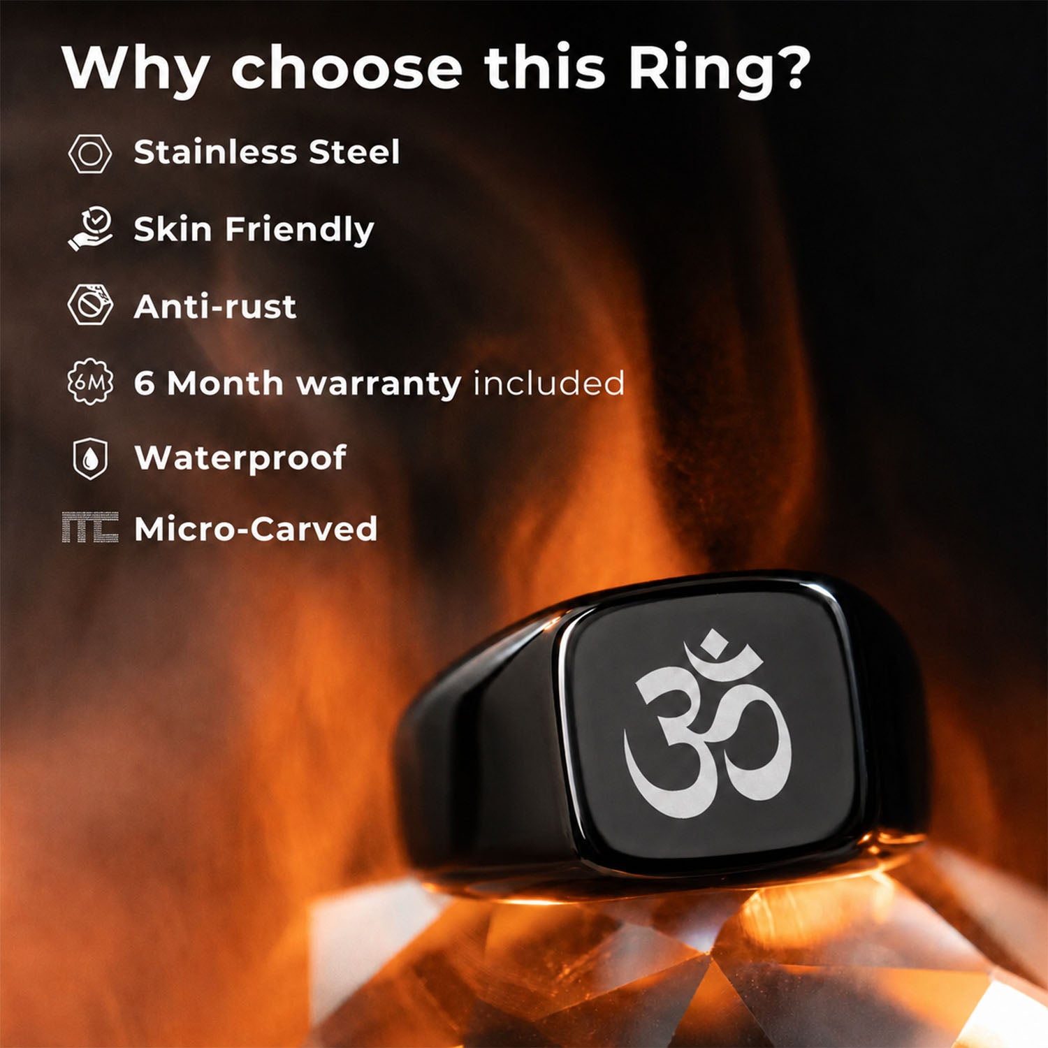 Spiritual Black Hercules Ring Hanuman Gada