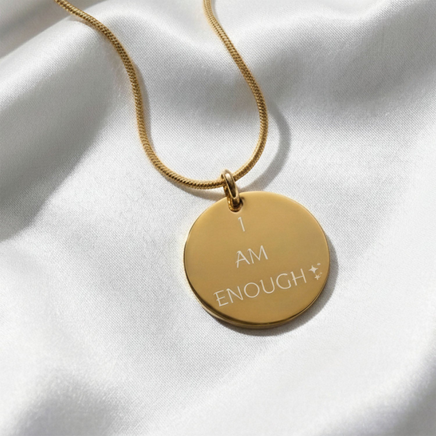 I AM ENOUGH Circle Necklace Gold