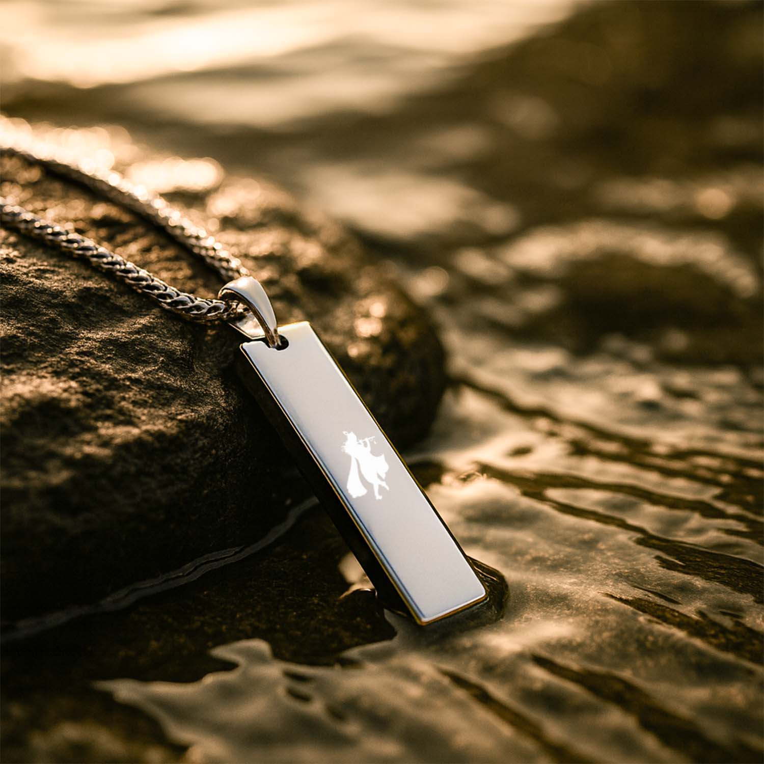 Krishna Mini Tag Necklace Silver