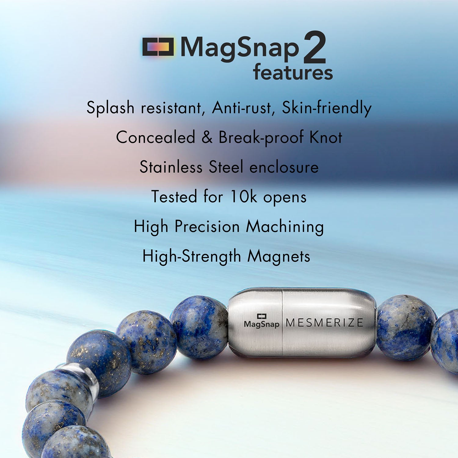 Gental Blue Lace Agate Natural Stone Bracelet With MagSnap2