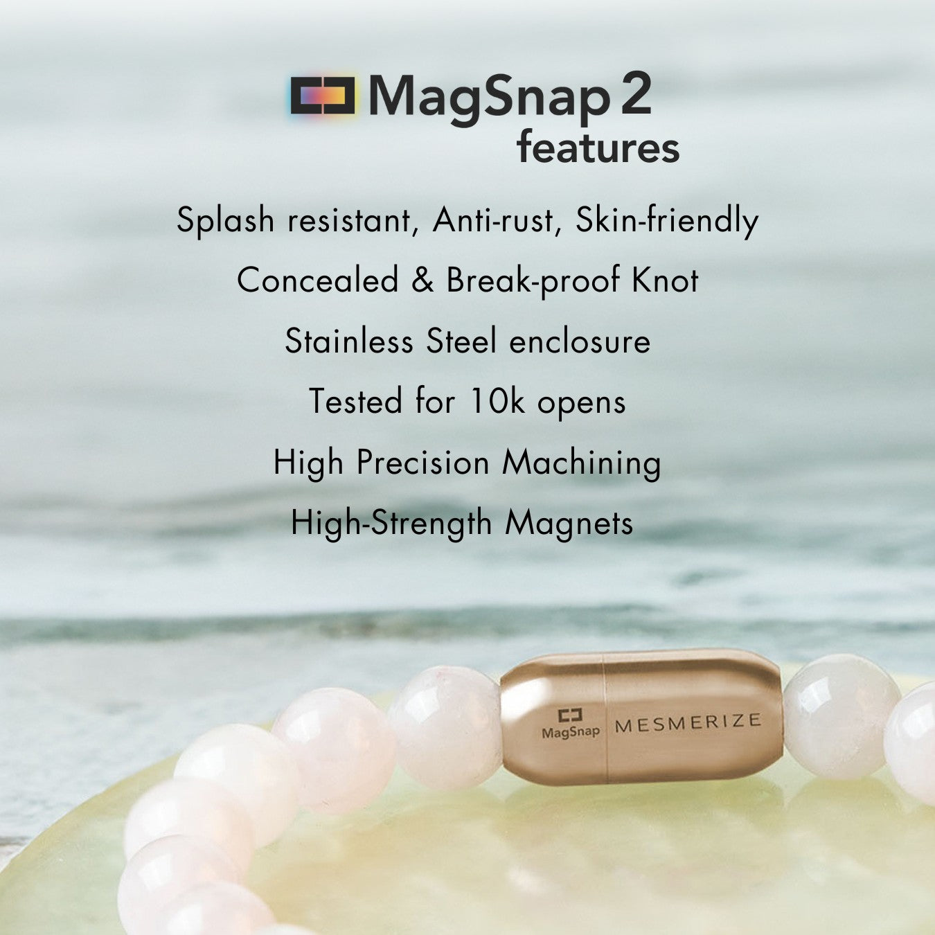 Onyx & Rose Quartz Natural Stone Couple Bracelet with Magsnap 2