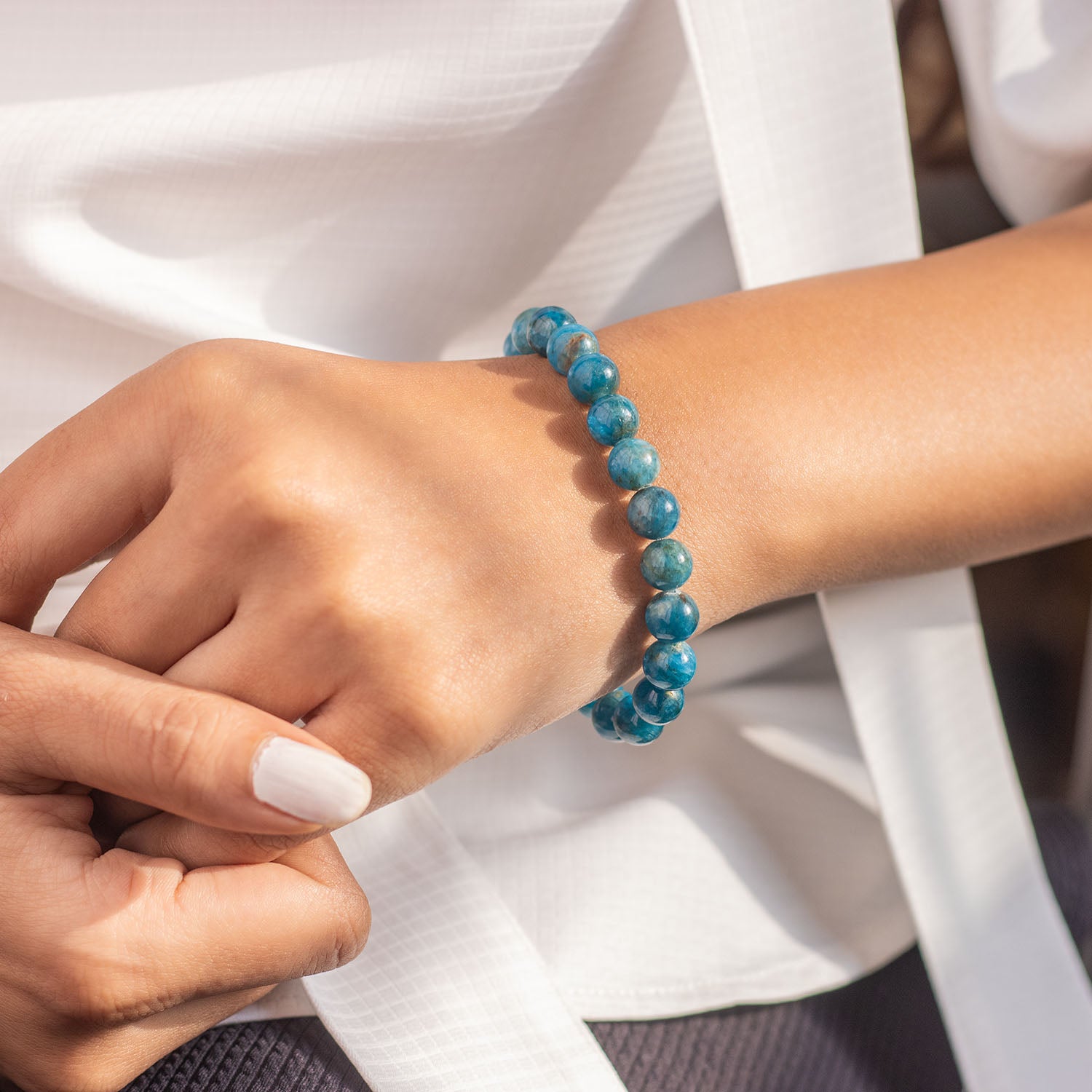 Motivating Blue Apatite Natural Stone Bracelet with MagSnap