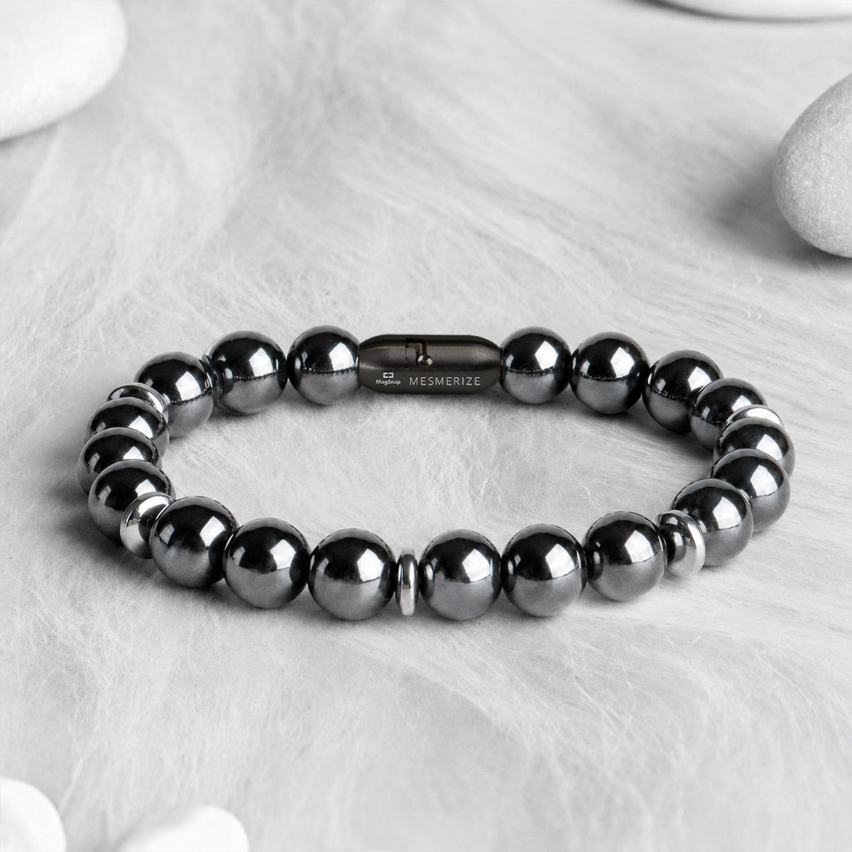Mystic Grey Hematite Natural Stone Bracelet with MagSnap 2