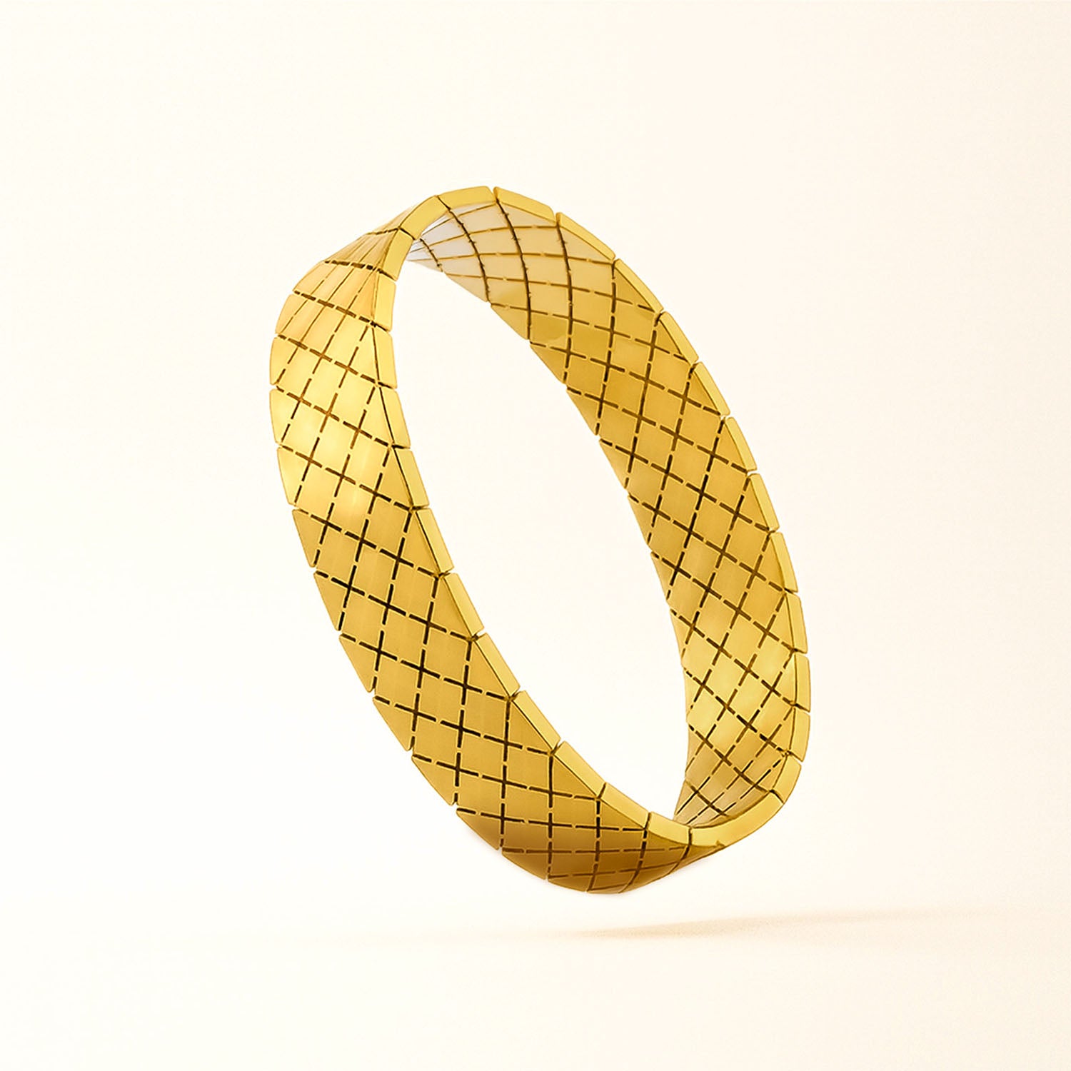 Nivara 18K Gold Quilt Statement Kada Bracelet
