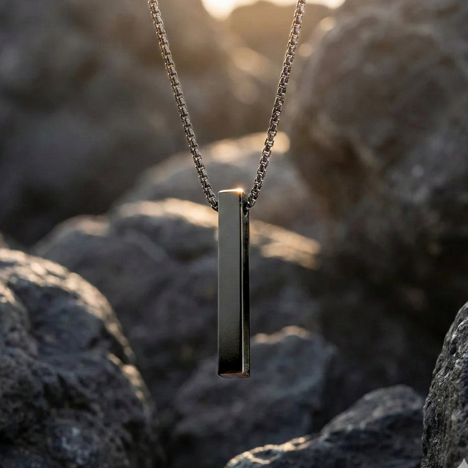 Grounding Obsidian Natural Stone Bar Necklace