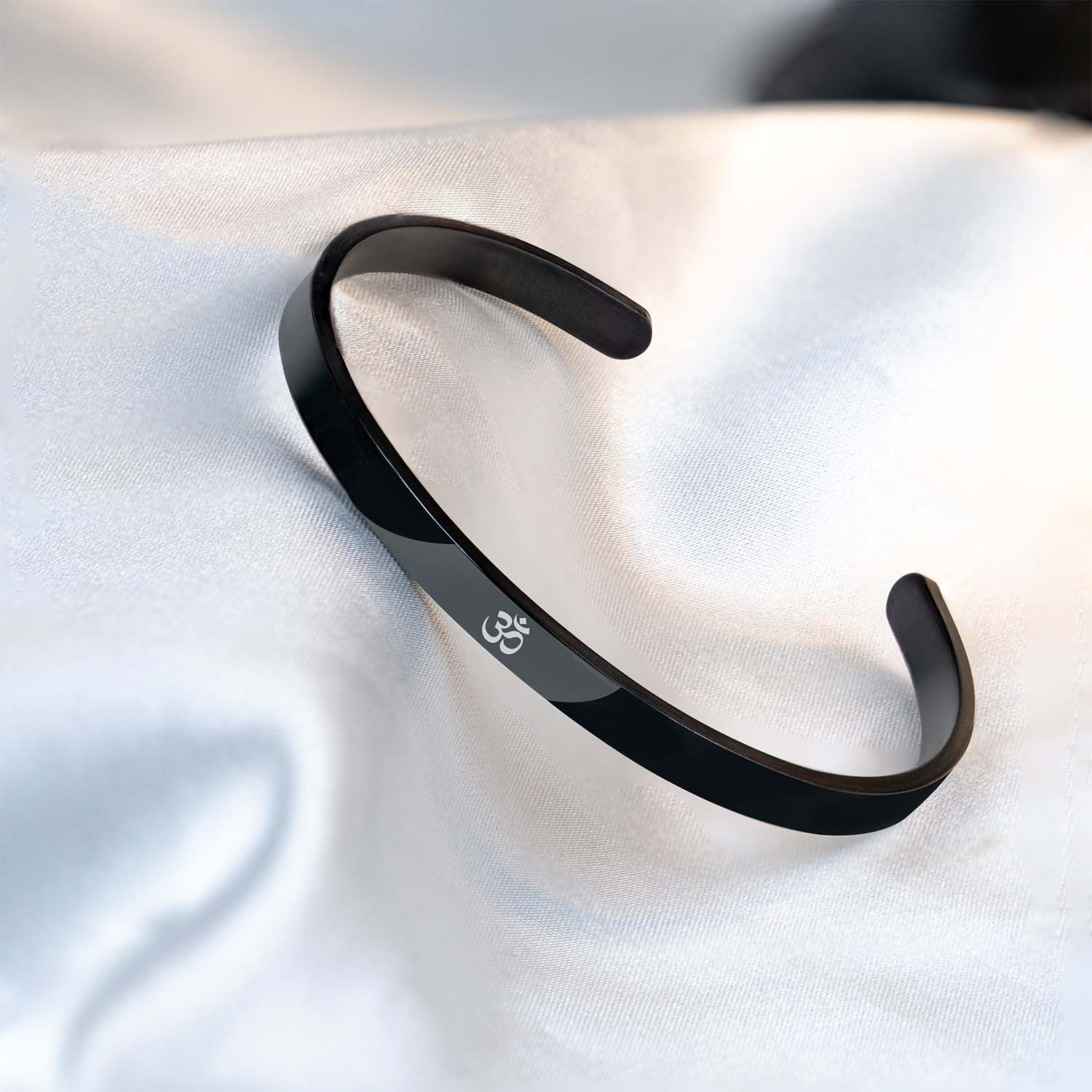 Om Gloss Cuff Adjustable Bracelet Black