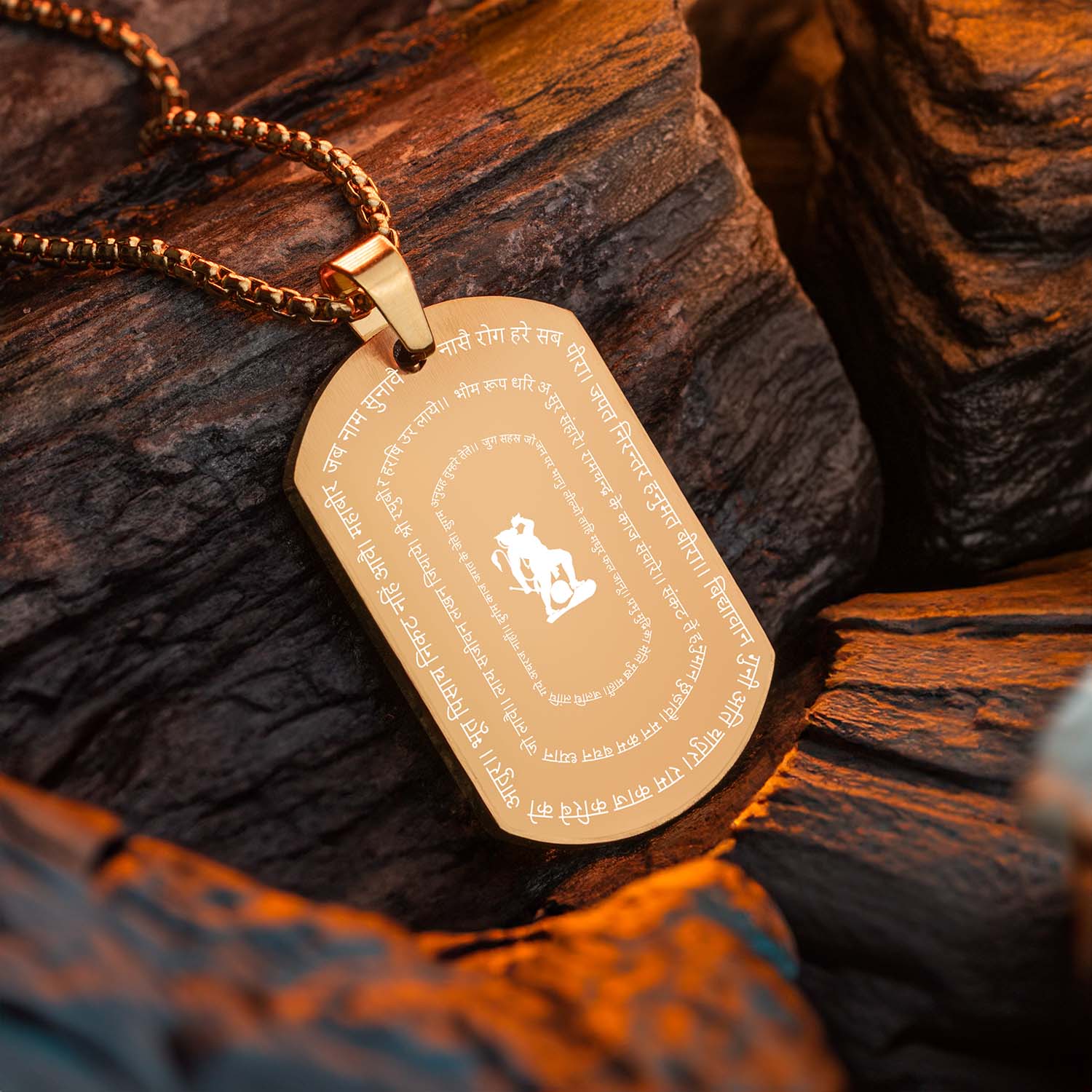 Positivity Hanuman Chalisa 9 Verse Gold Tag Necklace