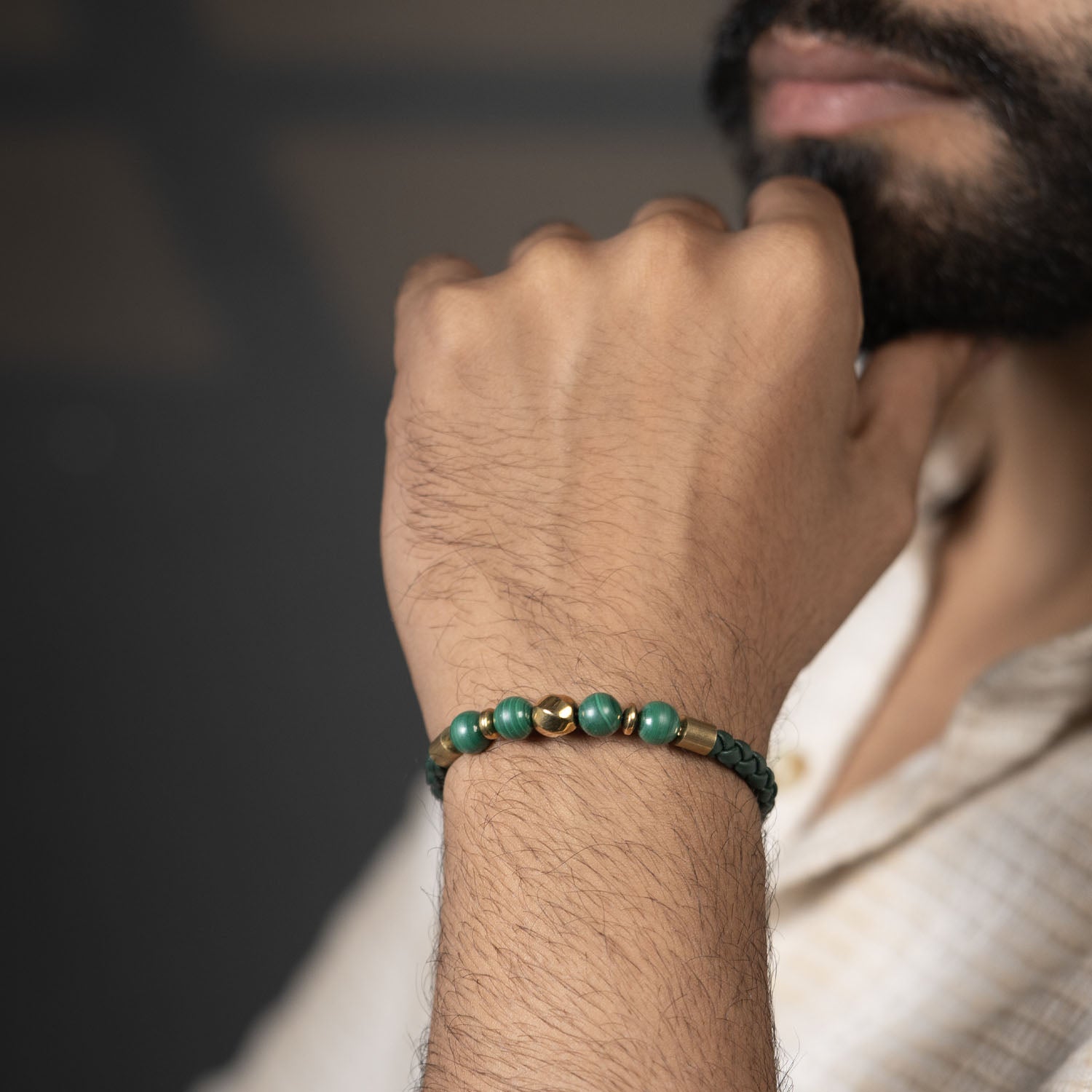 Prosperity Malachite Natural Stone NeoLeather Bracelet With MagSnap2