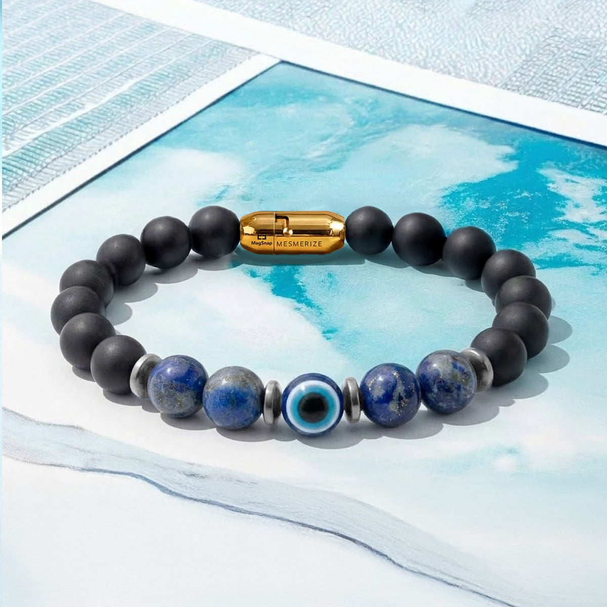 Natural Stone Jewellery Protective Lapis Lazuli Evil Eye Natural Stone Bracelet with Magsnap