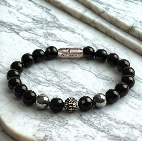 Pure 925 Silver Black Spinel Natural Stone Bracelet With MagSnap 4
