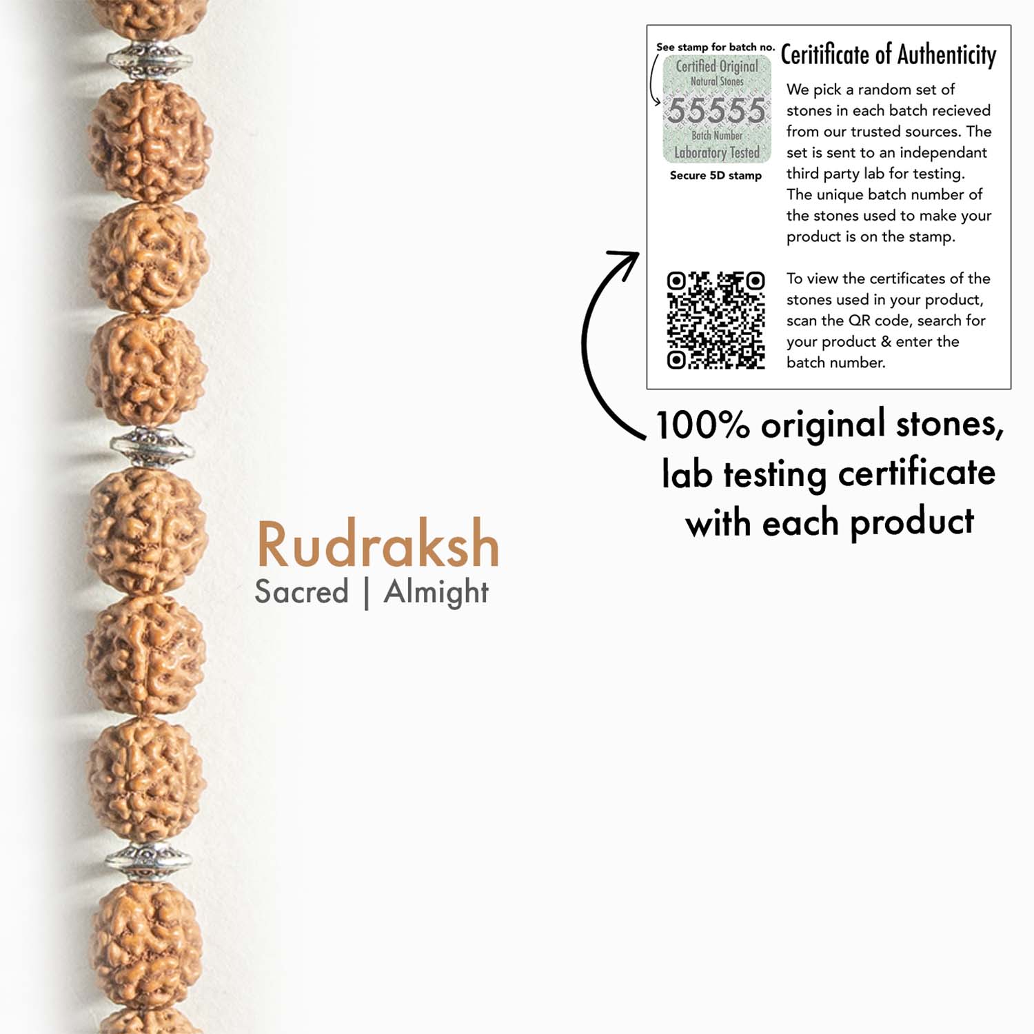 Natural Stone Jewellery Rudraksh Natural Stone Elastic Bracelet