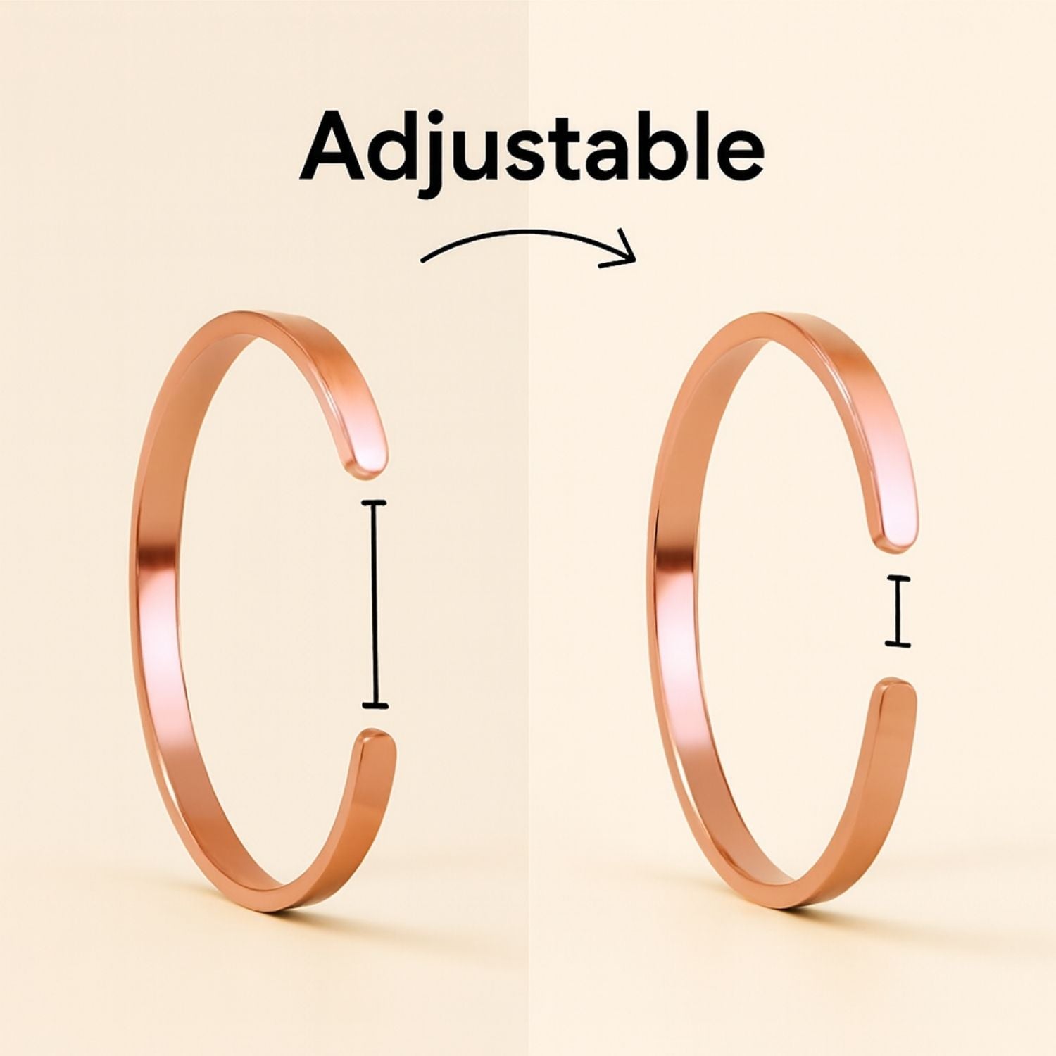 Yin Yang Gloss Cuff Adjustable Bracelet Rose Gold