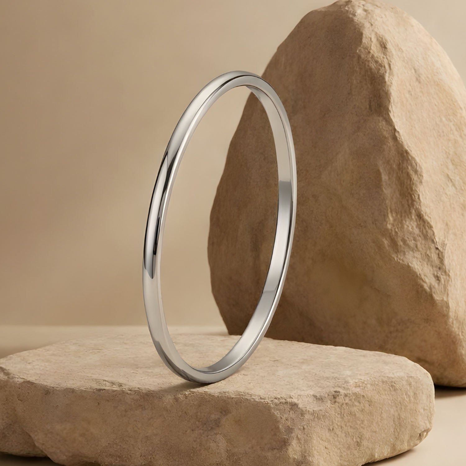 Round Curved Thin Punjabi Kada Silver