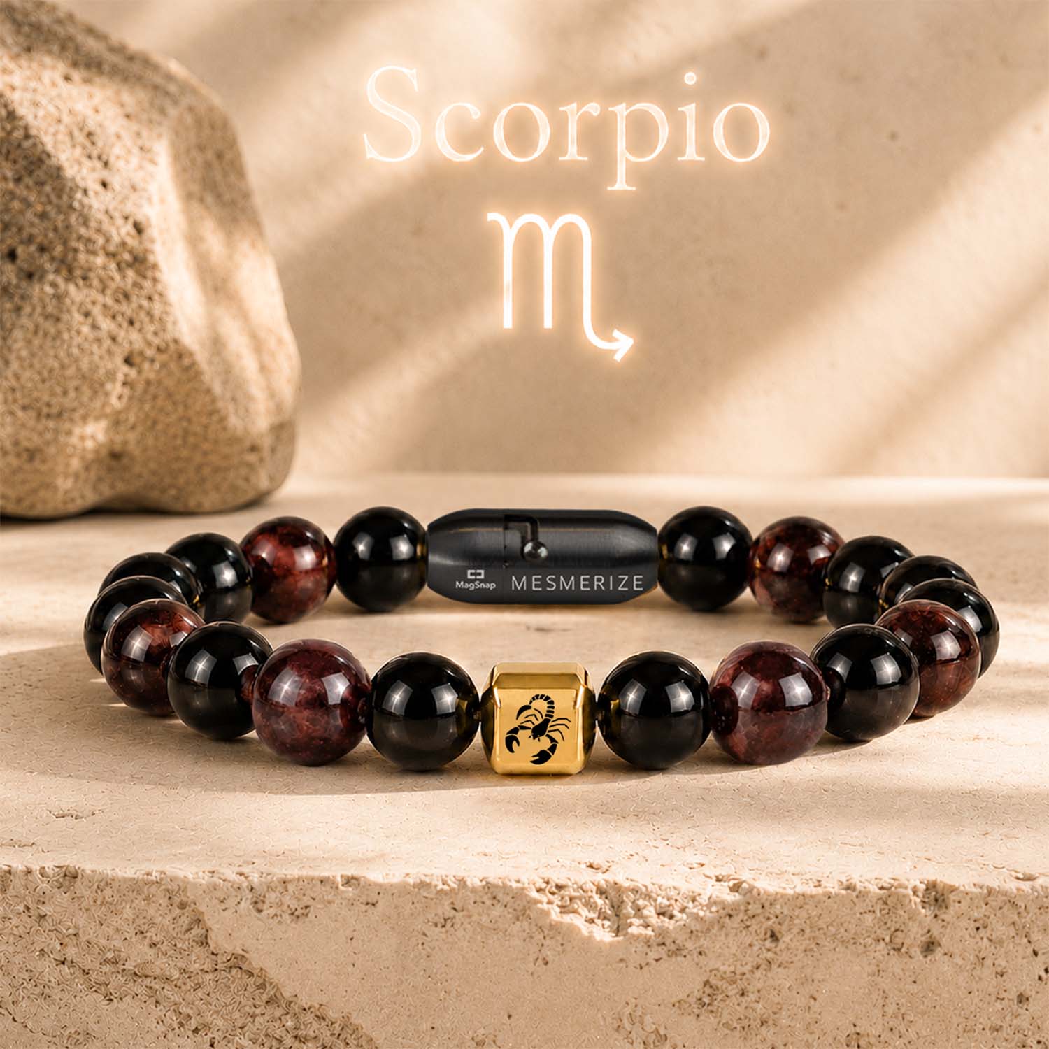 Scorpio (Vrishchik) Zodiac Stone Bracelet with MagSnap 4