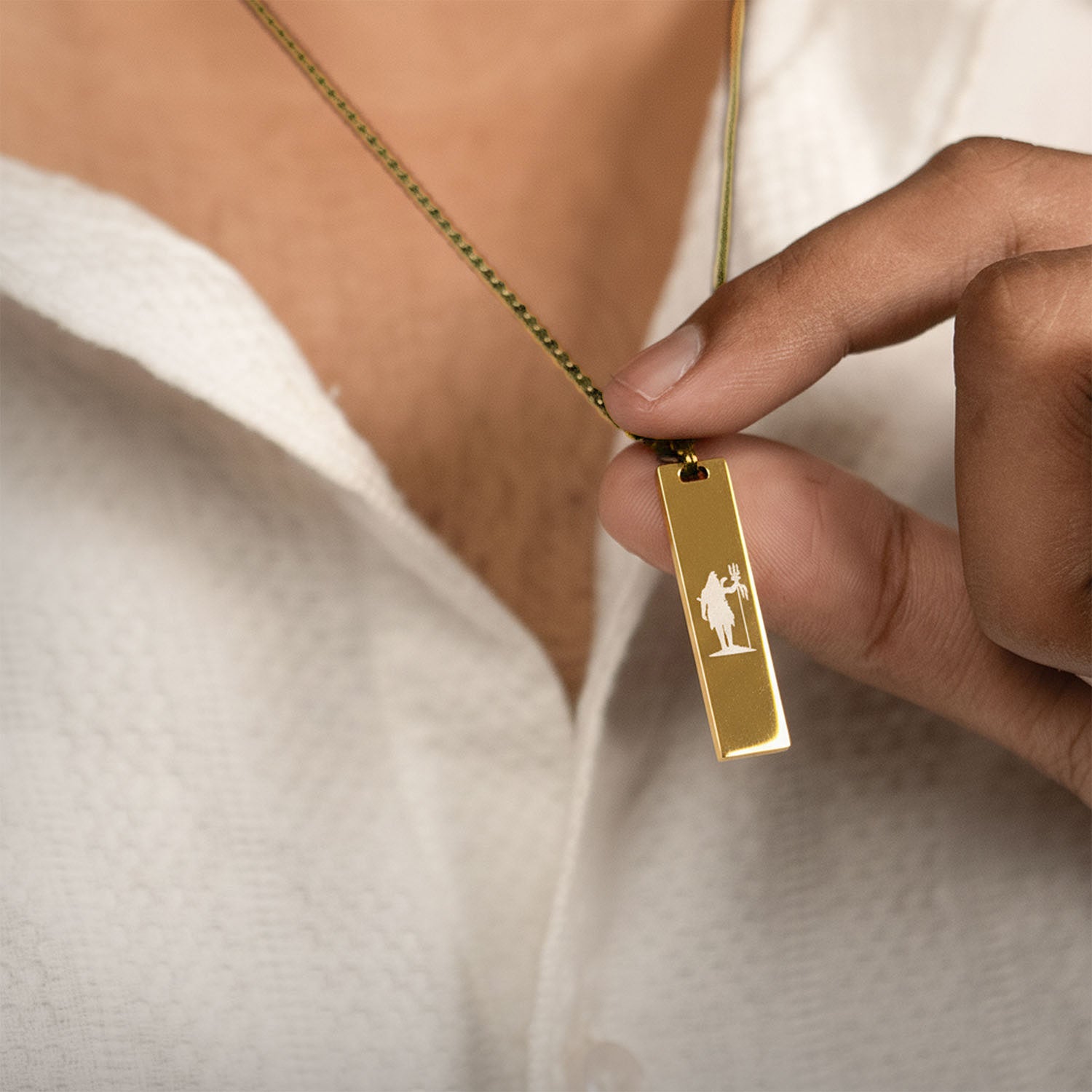 Shiv Mini Tag Necklace Gold