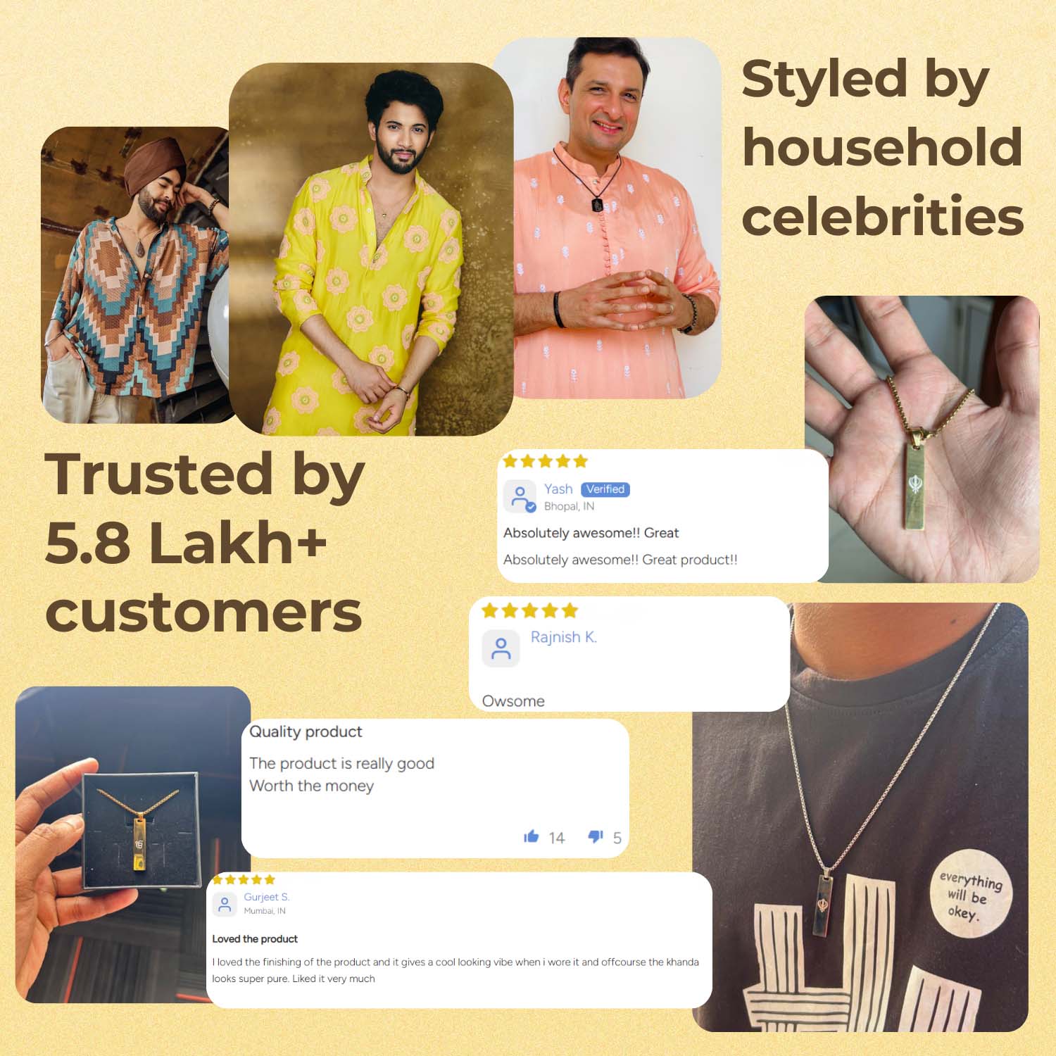 Ik Onkar Spiritual Mini Tag Gold