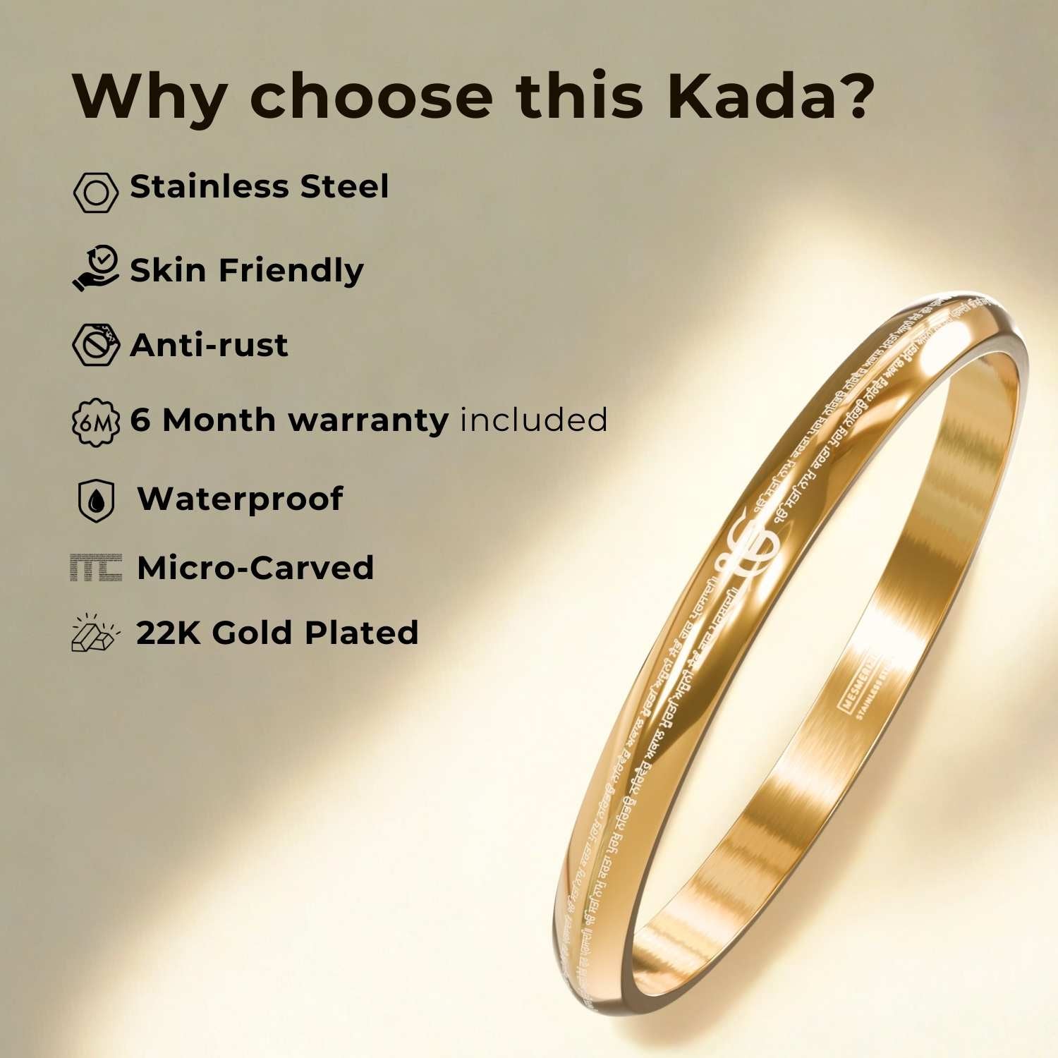 Round Curve Ik Omkar Satnam Mantra Kada Gold