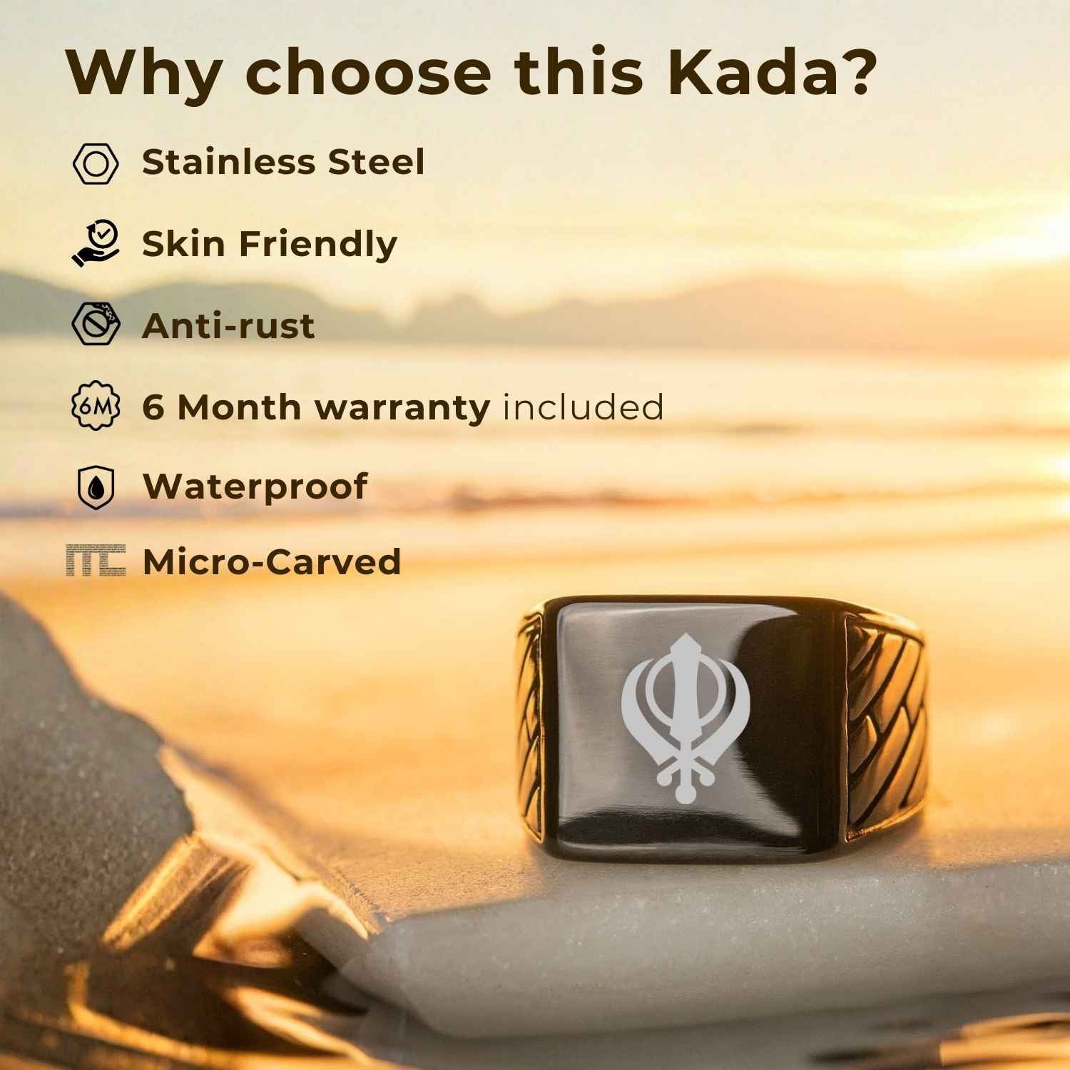 Ik Onkar Mantra MicroCarved Beveled Ring