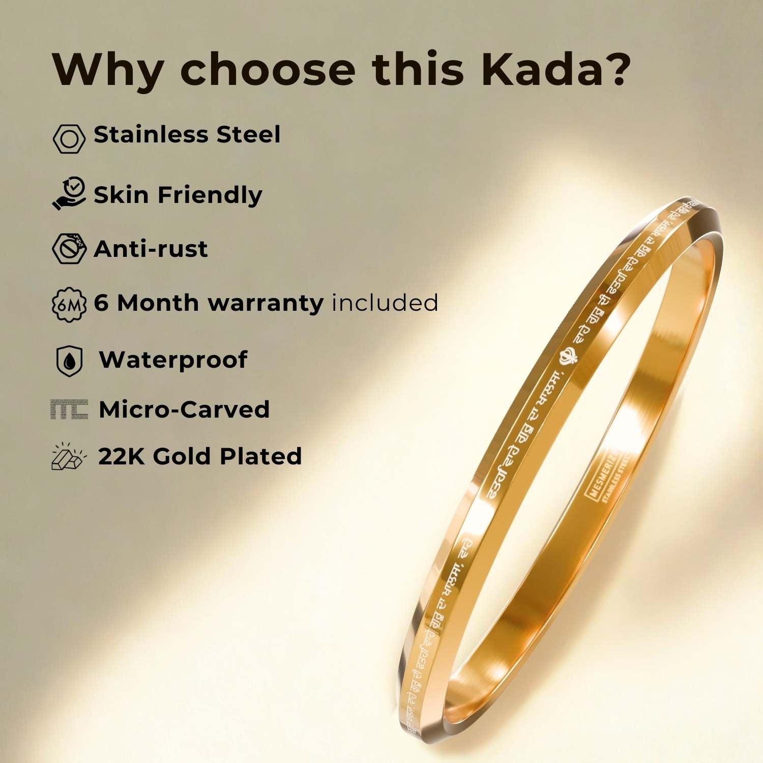 Round Flat 108 Ik Onkar Kada Black