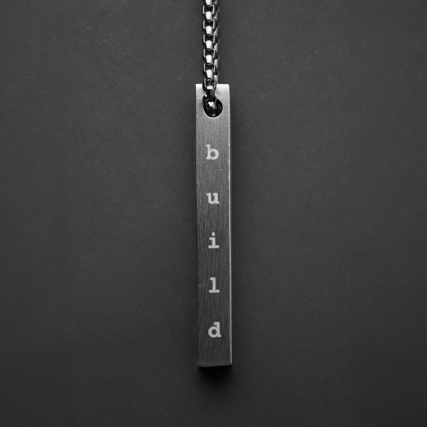 Silver Hustle Motivational Bar Necklace