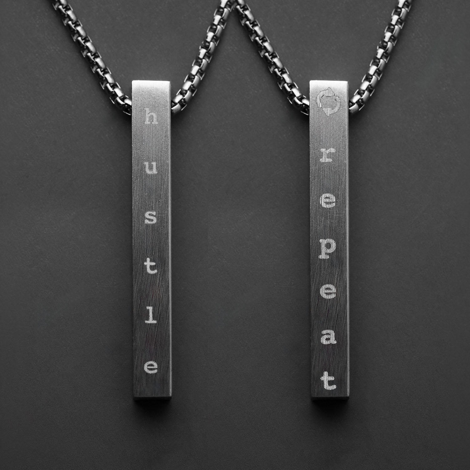 Silver Hustle Motivational Bar Necklace