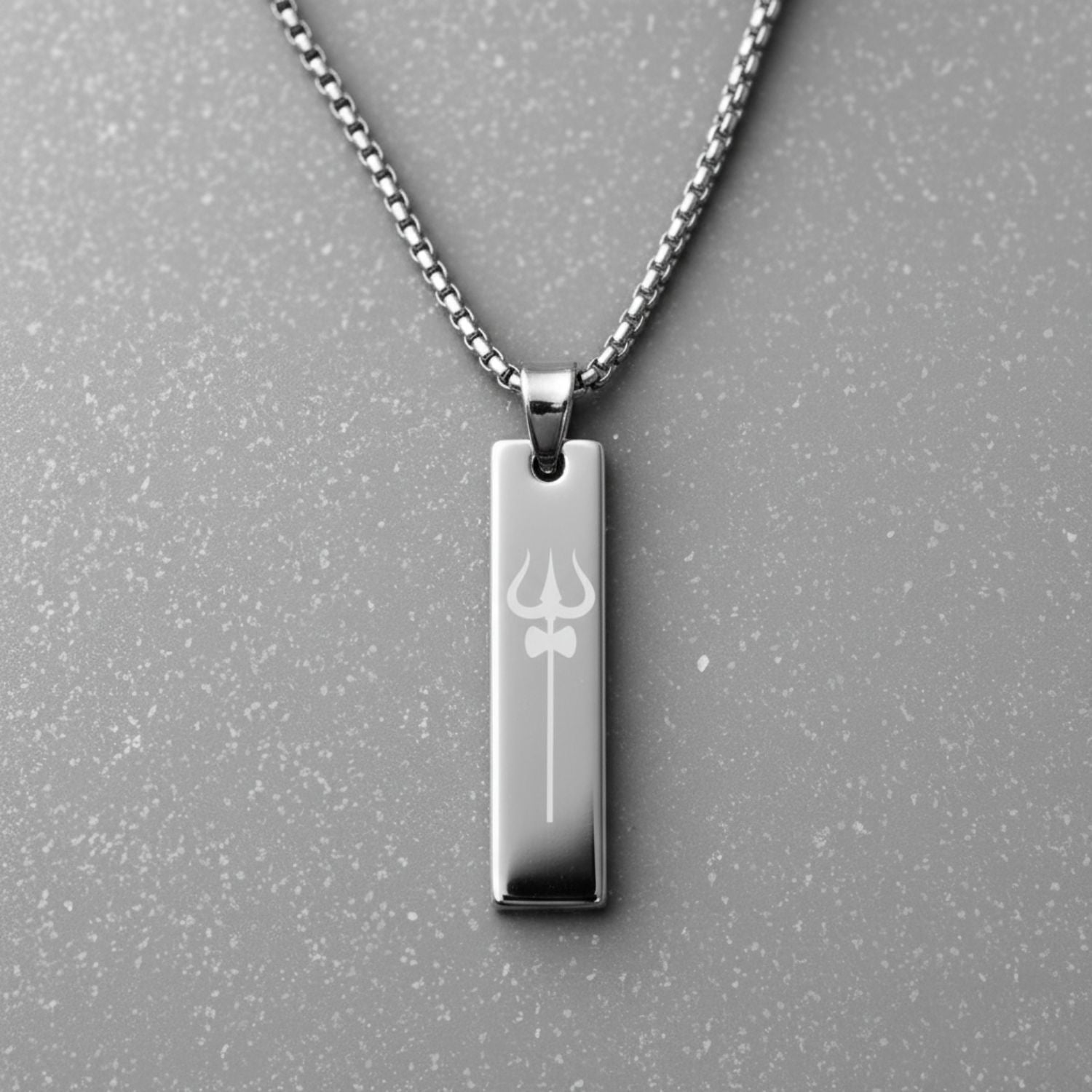 Silver Shiv Trishul Spiritual Mini Bar Necklace
